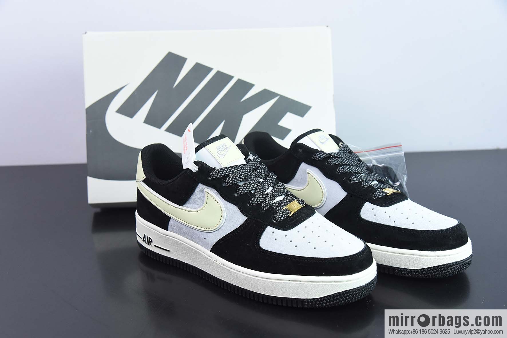 NIke Air Force 1 '07 Low Air Force One, low top, black and gray suede, cream, item number: DE0023 806
