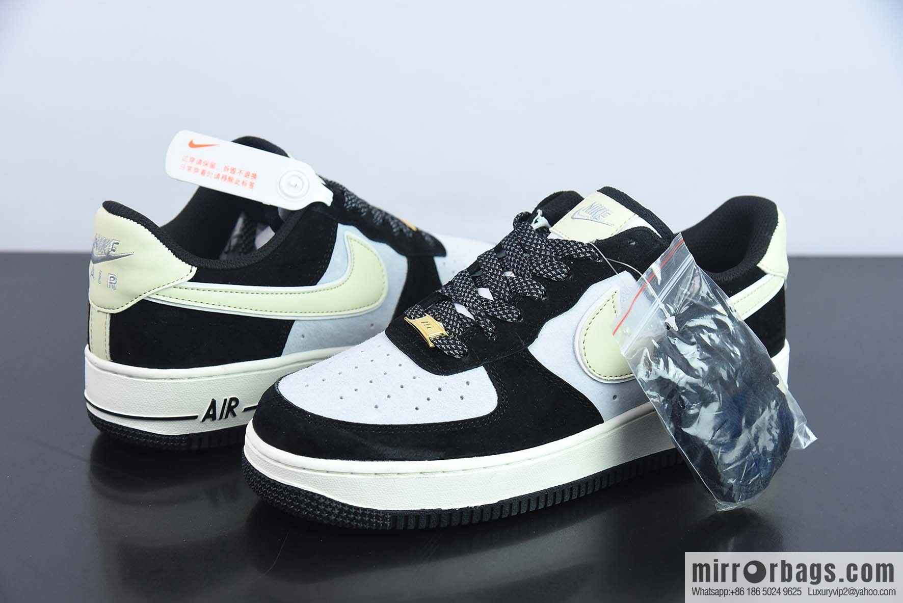 NIke Air Force 1 '07 Low Air Force One, low top, black and gray suede, cream, item number: DE0023 806
