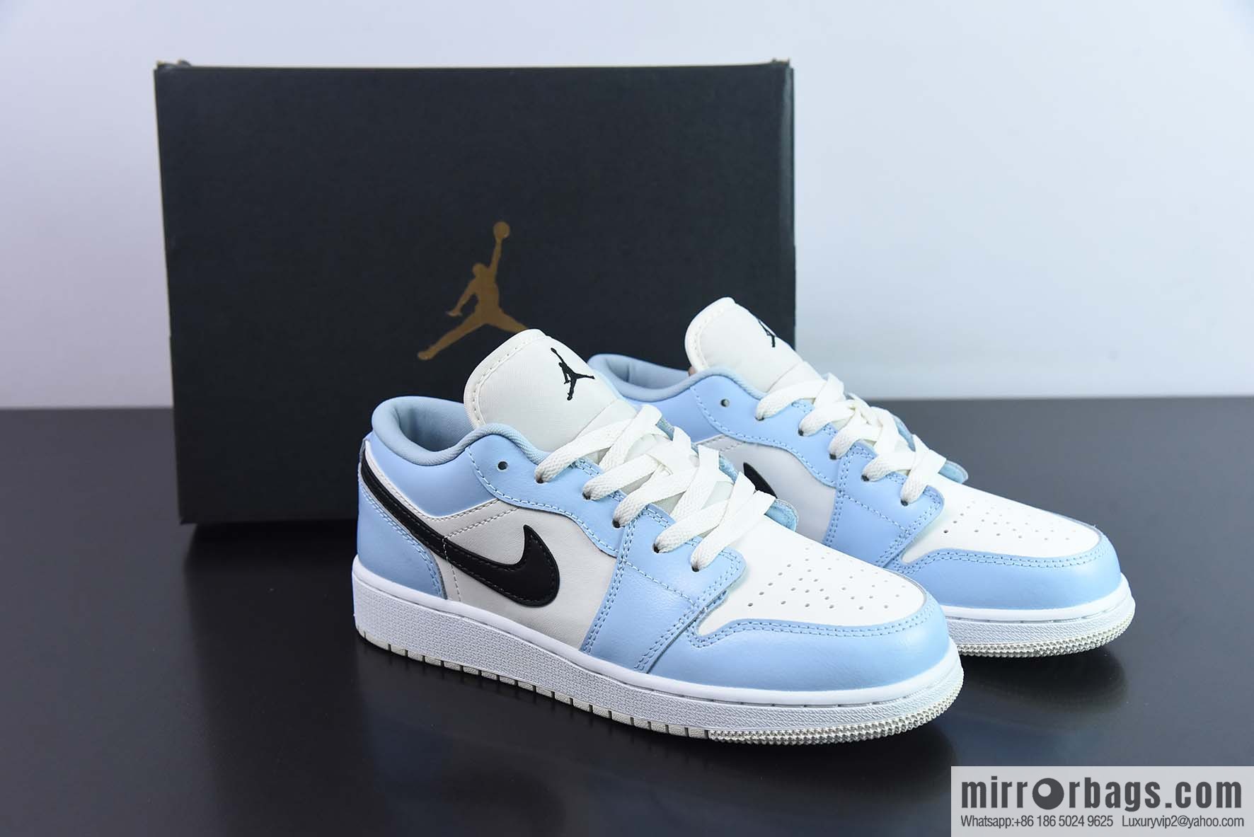 Air Jordan 1 Low GS Ice Blue AJ1 White Black Blue, item number 554723-401