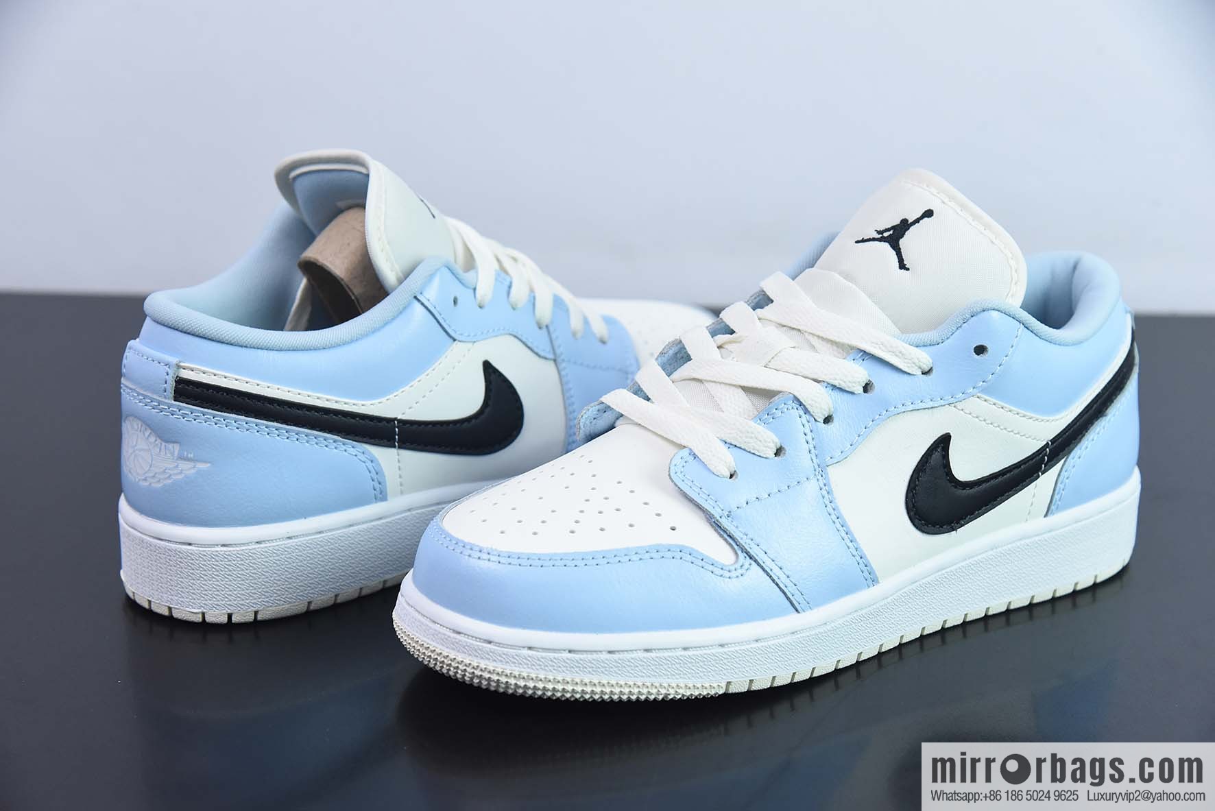 Air Jordan 1 Low GS Ice Blue AJ1 White Black Blue, item number 554723-401