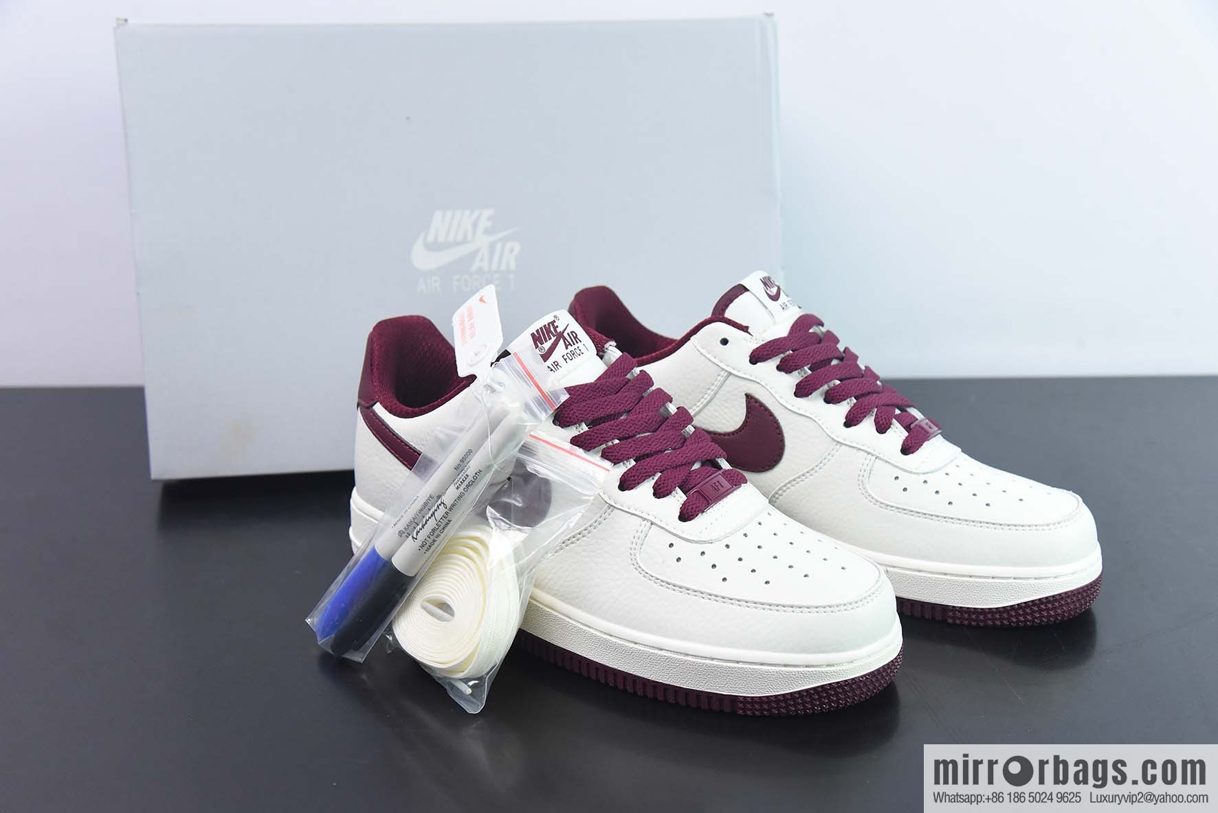 Nk Air Force 1 '07 Low burgundy white color scheme