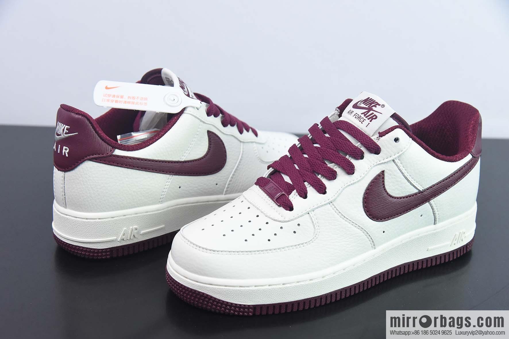 Nk Air Force 1 '07 Low burgundy white color scheme
