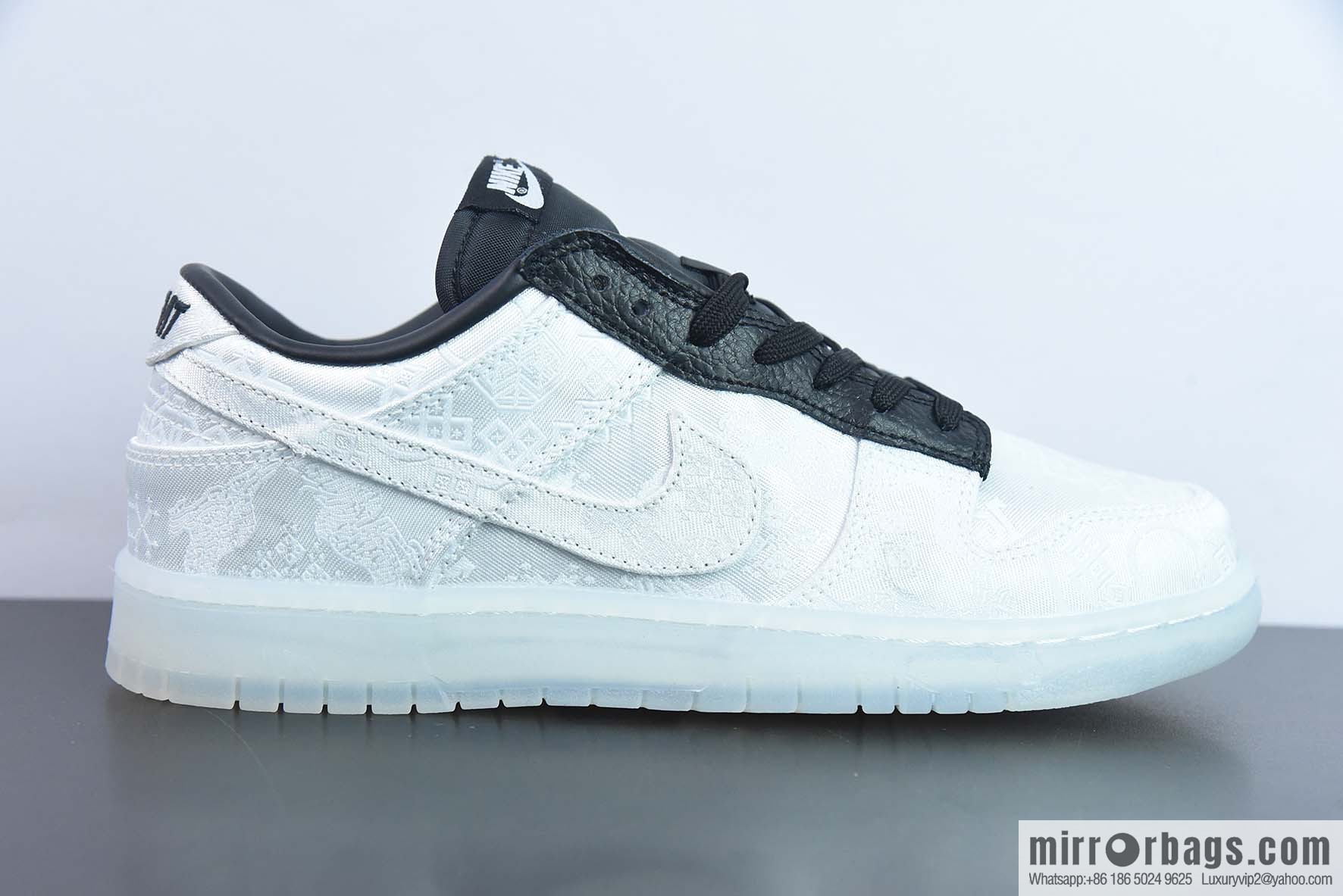 NK Dunk Low Hiroshi Fujiwara three-way joint white silk low-top sneakers item number: FN0315-110