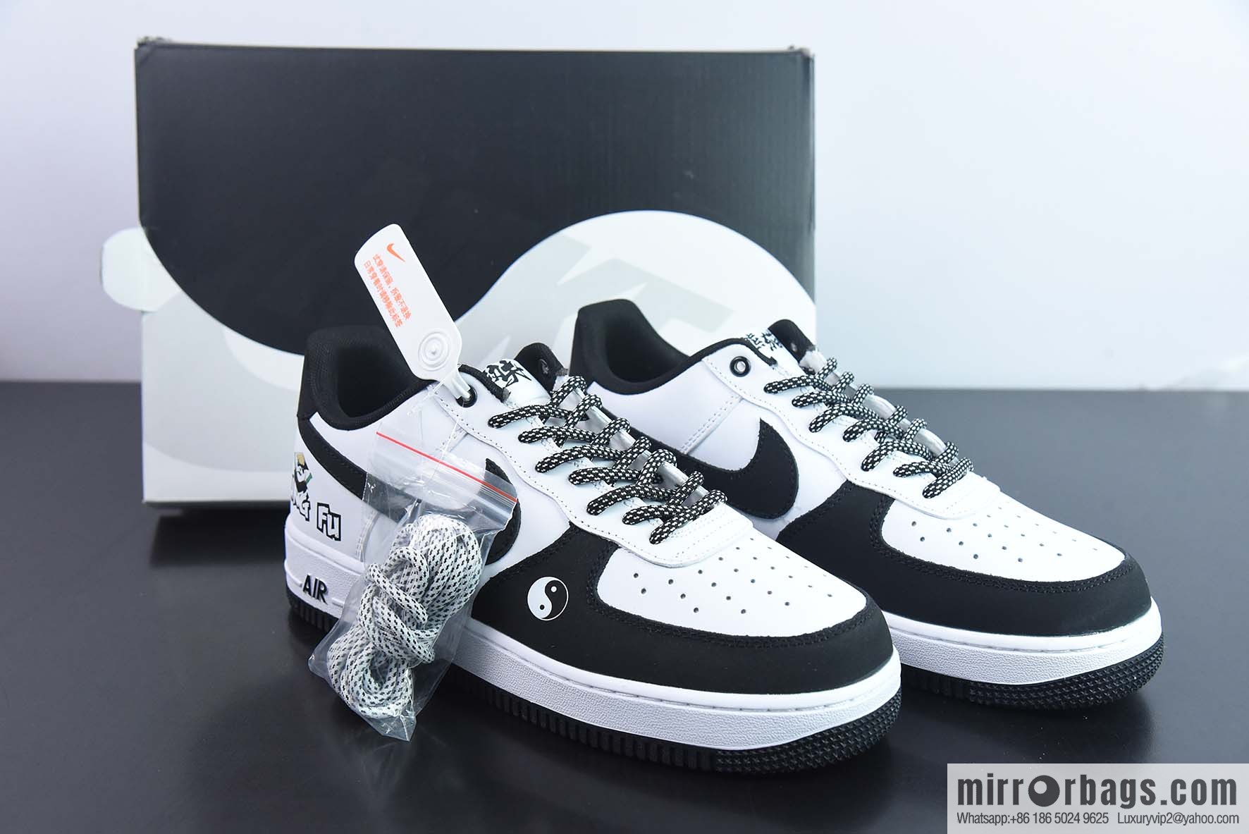 Nike Air Force 1 AF1 Air Force One/low-top, black and white, Tai Chi, item number: BS9055-701