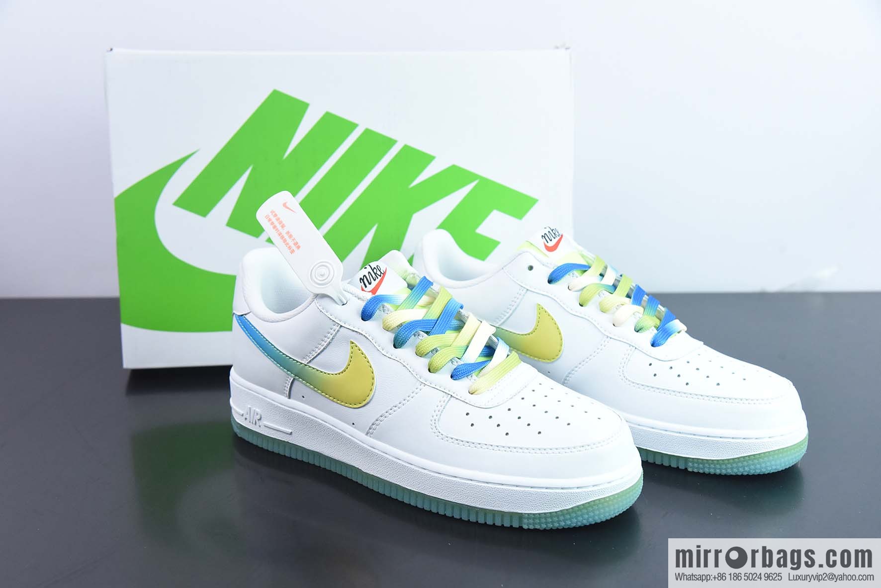 Nike Air Force 1 Low '07 White Blue Yellow Gradually change Ice Lemon color scheme Low Help Air Force One, item number: TO1232-111