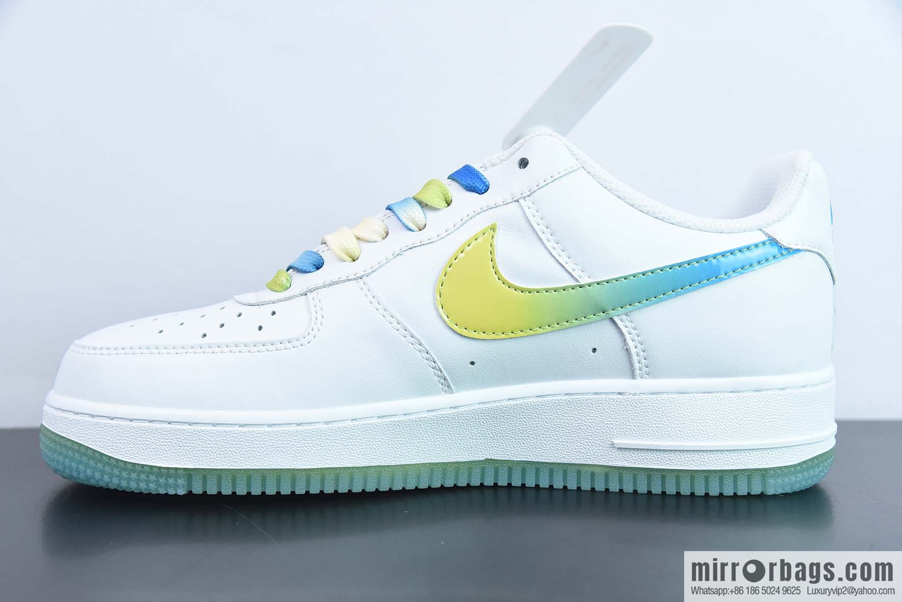 Nike Air Force 1 Low '07 White Blue Yellow Gradually change Ice Lemon color scheme Low Help Air Force One, item number: TO1232-111