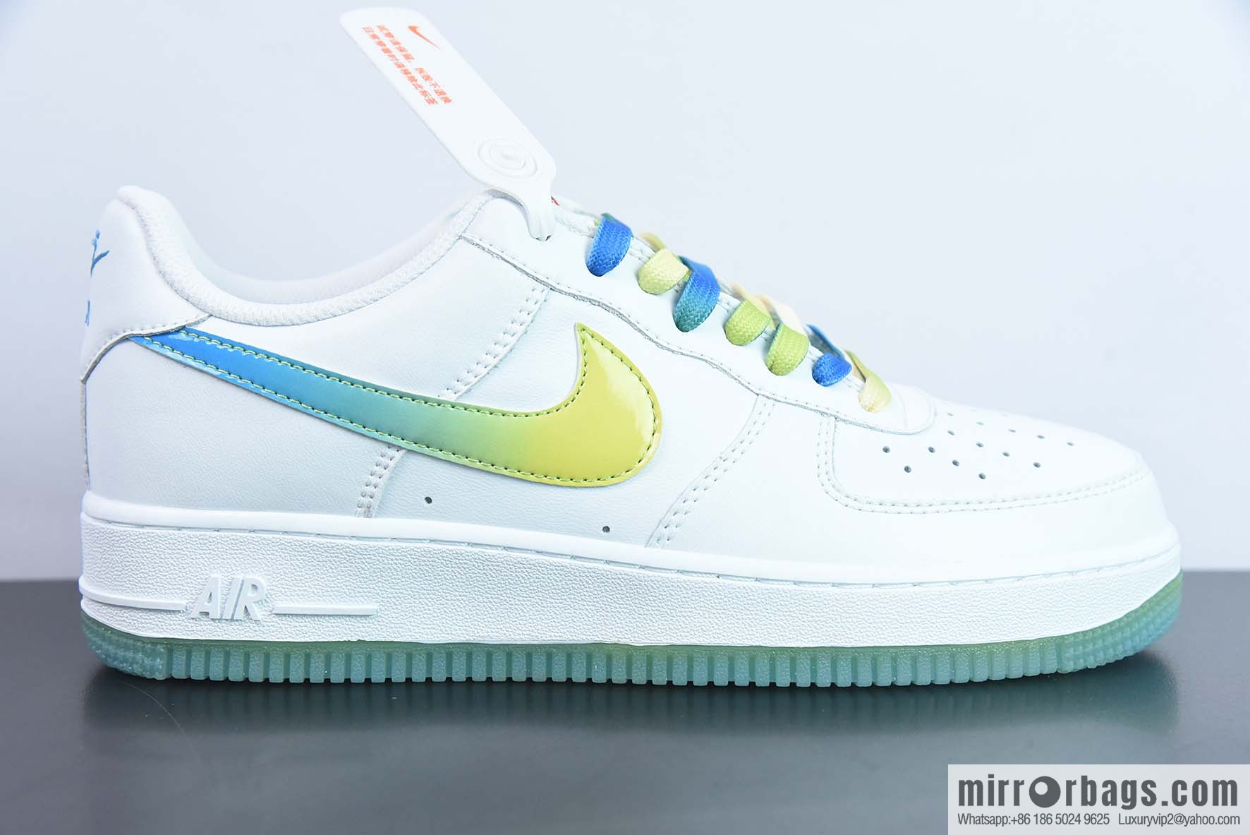 Nike Air Force 1 Low '07 White Blue Yellow Gradually change Ice Lemon color scheme Low Help Air Force One, item number: TO1232-111