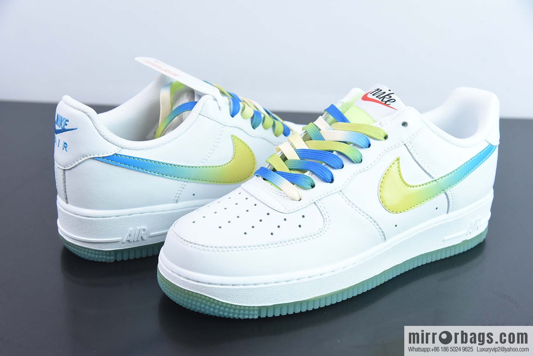 Nike Air Force 1 Low '07 White Blue Yellow Gradually change Ice Lemon color scheme Low Help Air Force One, item number: TO1232-111