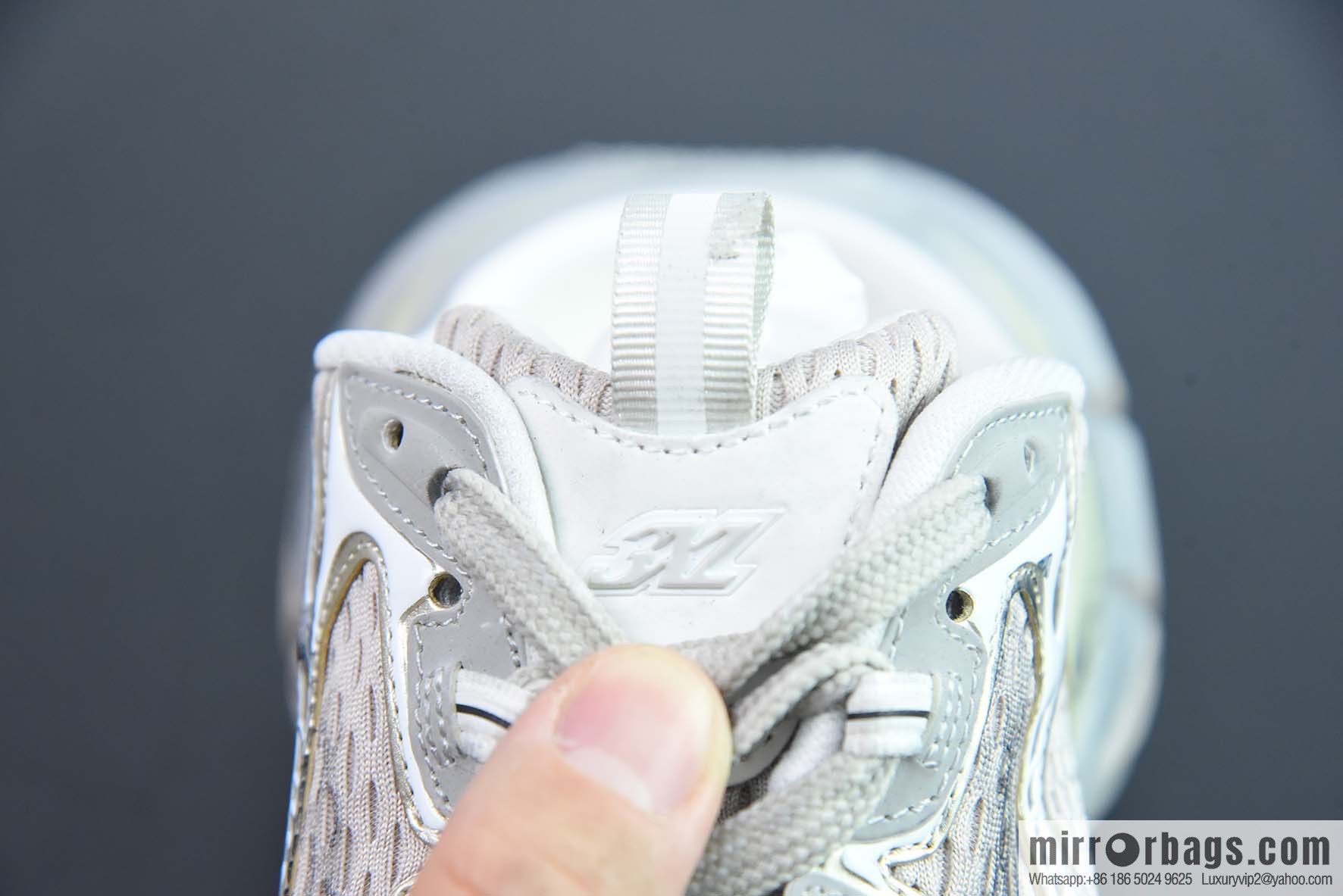 Balenciaga/Balenciaga 23 New XXXL 3XL Show, Lace-up, Balenciaga 3XL Silver Half Slippers