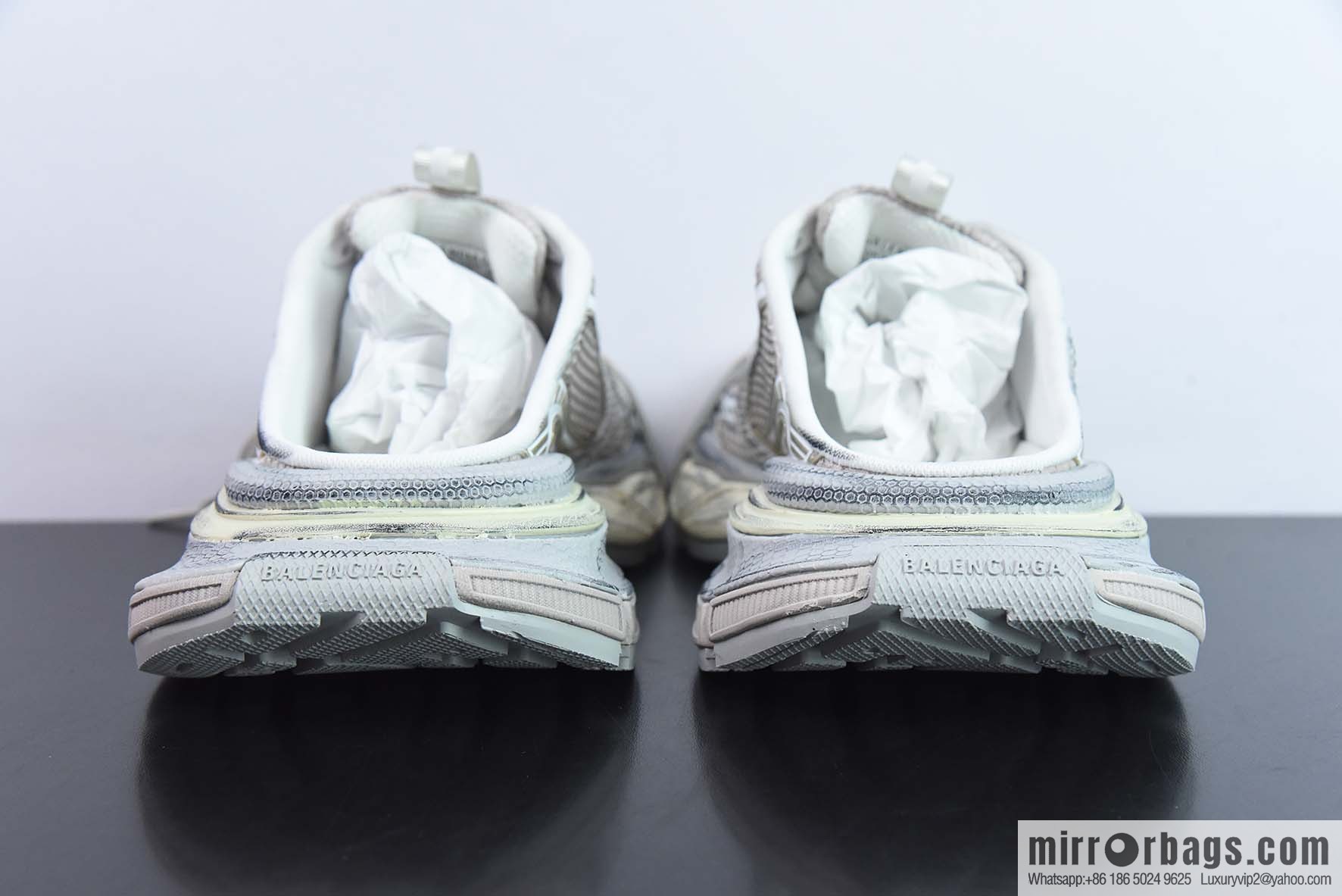 Balenciaga/Balenciaga 23 New XXXL 3XL Show, Lace-up, Balenciaga 3XL Silver Half Slippers