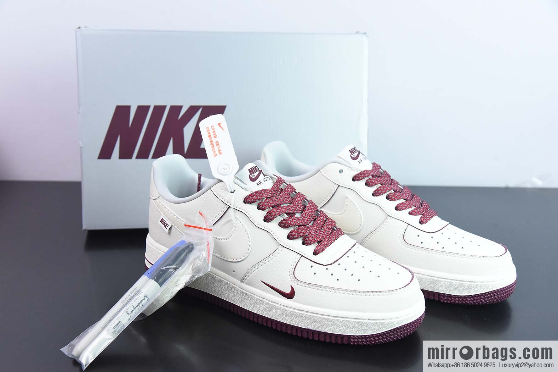 Nk Air Force 1 '07 Low burgundy pearlescent hook, official synchronous ID customization, Air Force No. 1 low-top casual board shoes, item number DD9915-666.