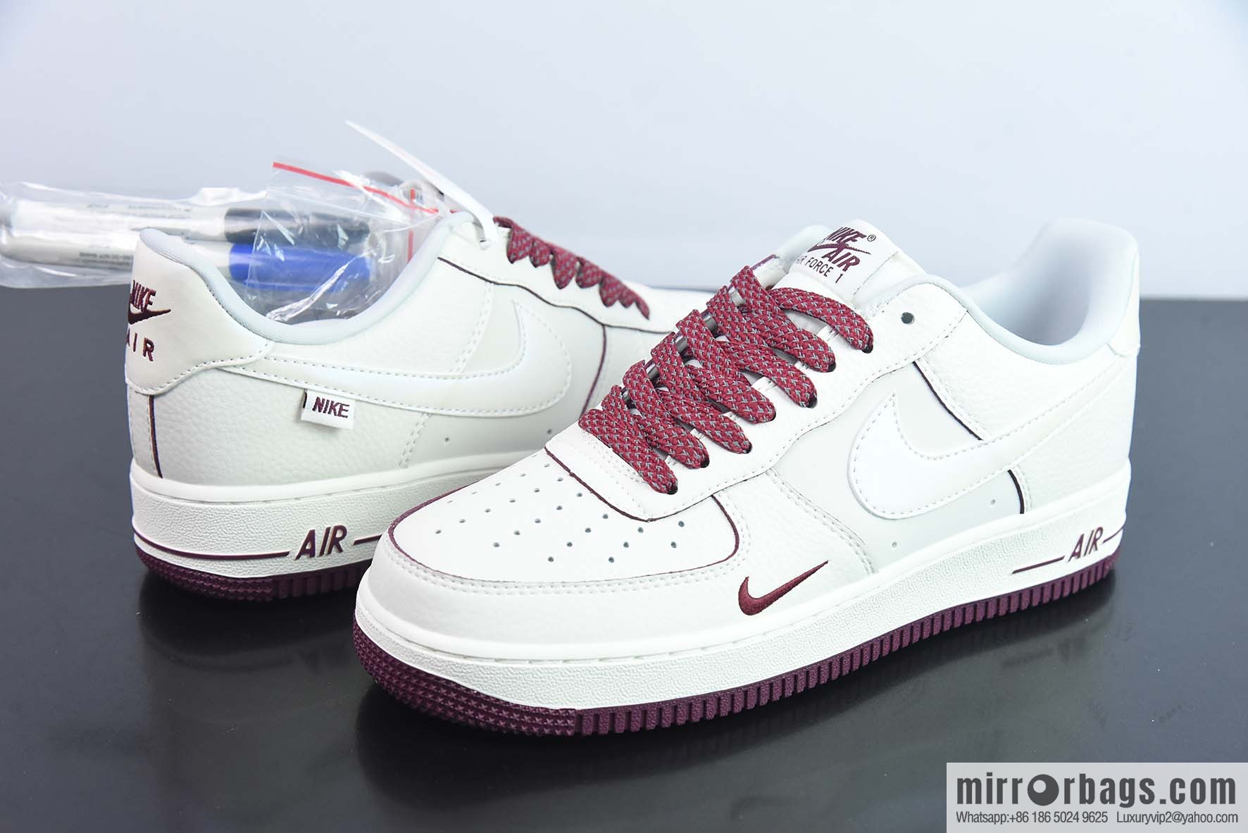 Nk Air Force 1 '07 Low burgundy pearlescent hook, official synchronous ID customization, Air Force No. 1 low-top casual board shoes, item number DD9915-666.