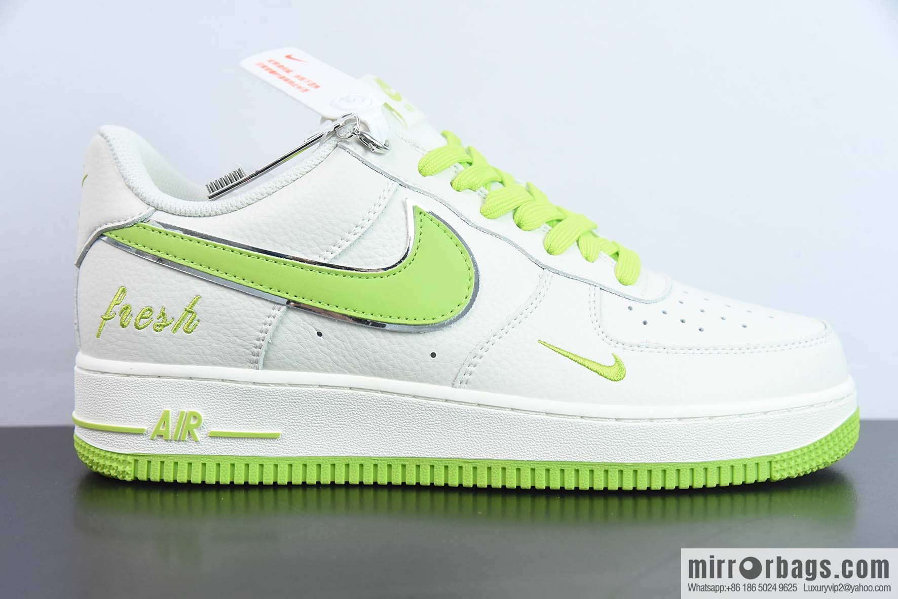 Nike Air Force 1 AF1 Air Force One/Low Top, White Green, Fruit Green, Silver Edge, Item Number: BM1996-088