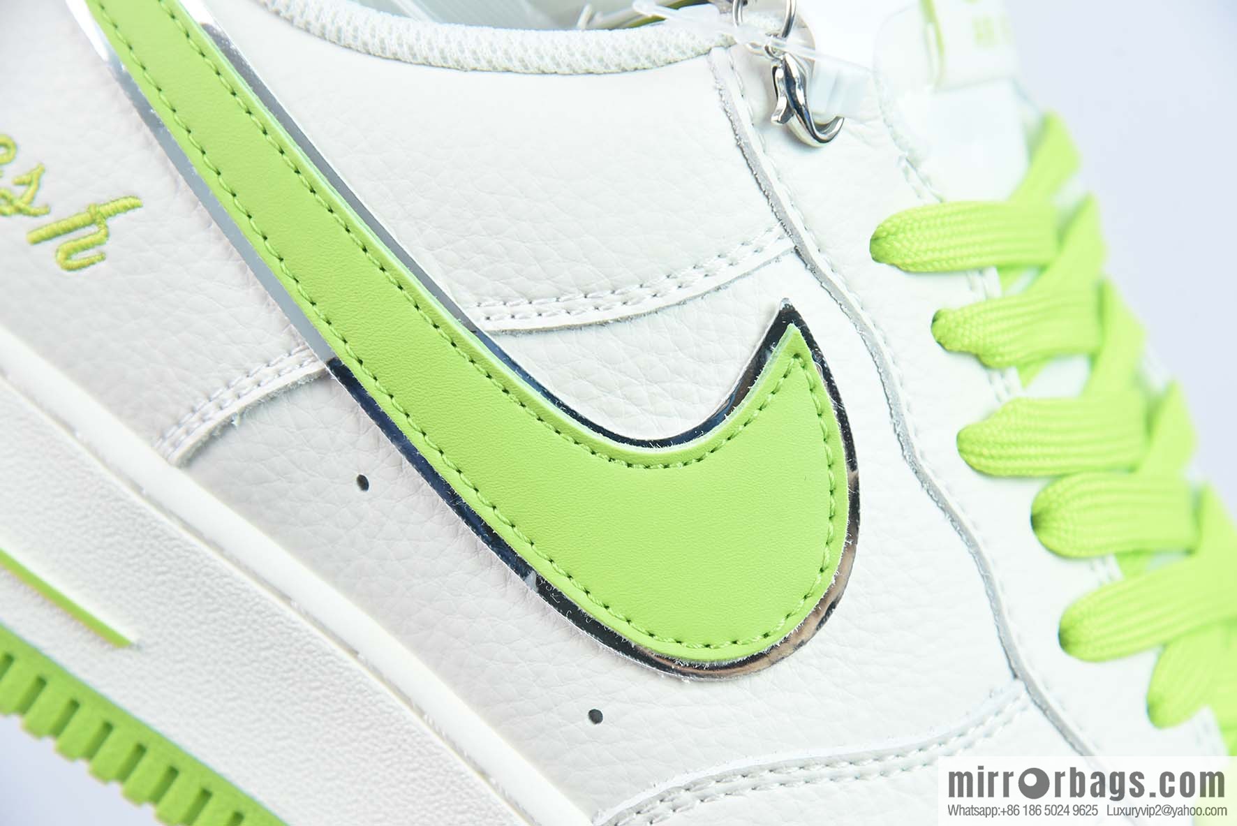 Nike Air Force 1 AF1 Air Force One/Low Top, White Green, Fruit Green, Silver Edge, Item Number: BM1996-088