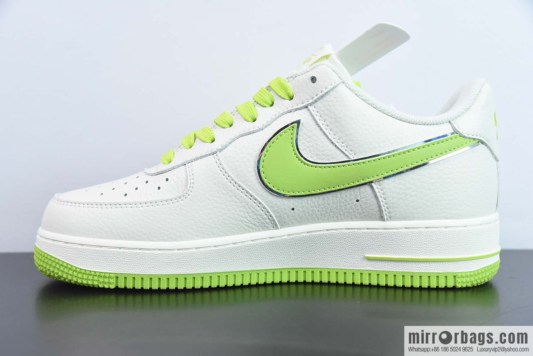 Nike Air Force 1 AF1 Air Force One/Low Top, White Green, Fruit Green, Silver Edge, Item Number: BM1996-088