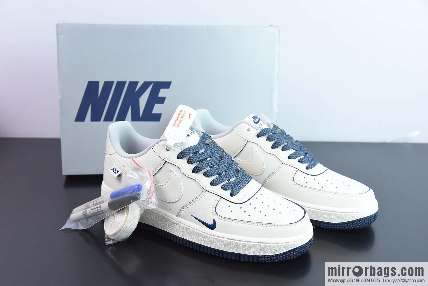 Nike Air Force 1 Low Air Force One Low Top Versatile Casual Sports Board Shoes Mini Hook, Double Hook, Pearlescent White Blue