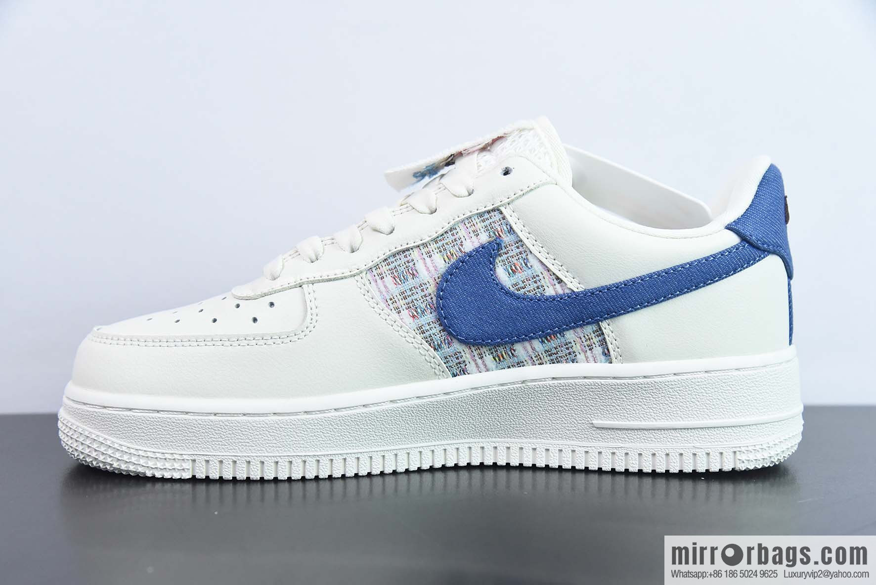 Air Force 1 Low Air Force One low-top versatile casual sports shoes, letter hook, white and blue canvas hook, item number: FJ7740 141