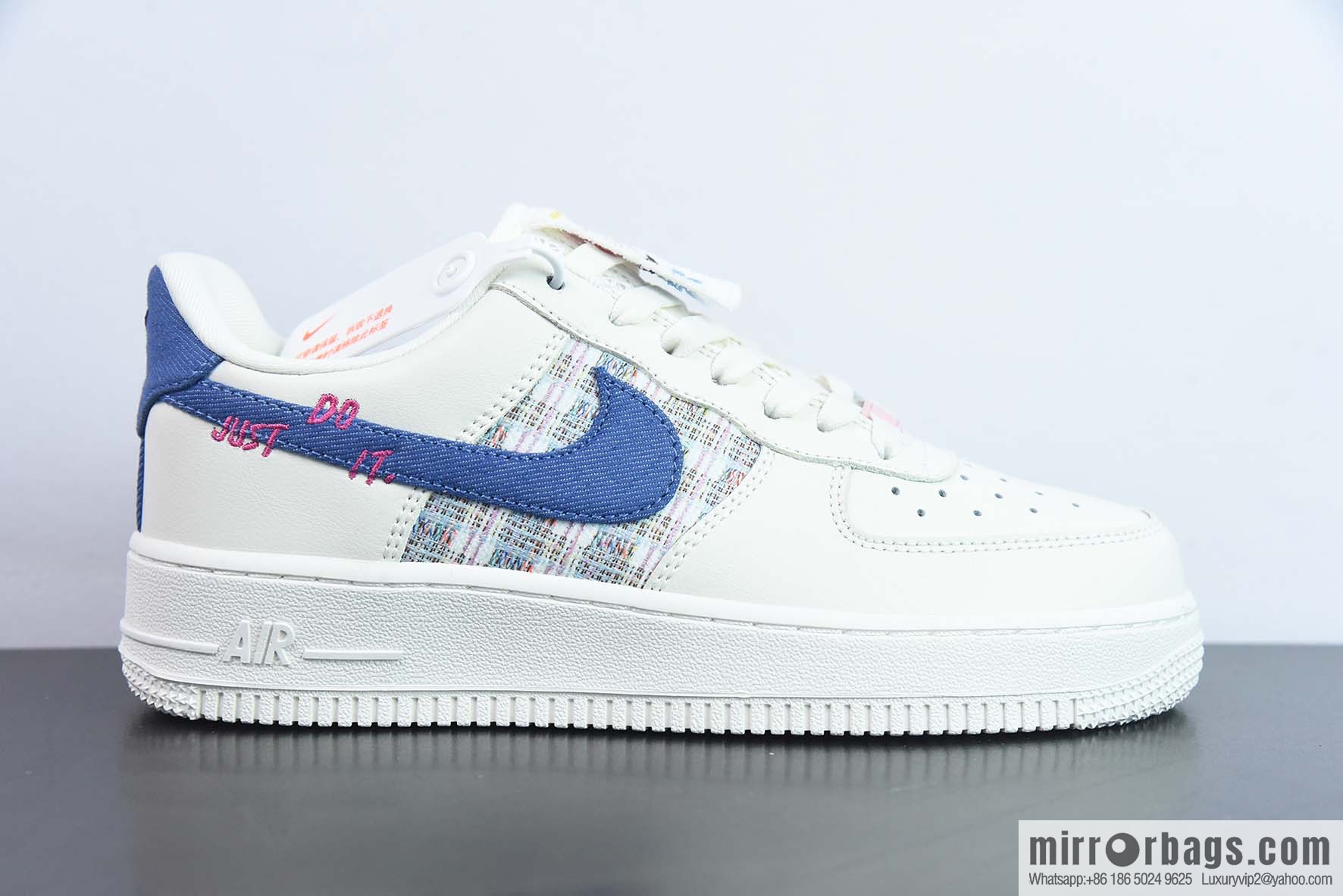 Air Force 1 Low Air Force One low-top versatile casual sports shoes, letter hook, white and blue canvas hook, item number: FJ7740 141