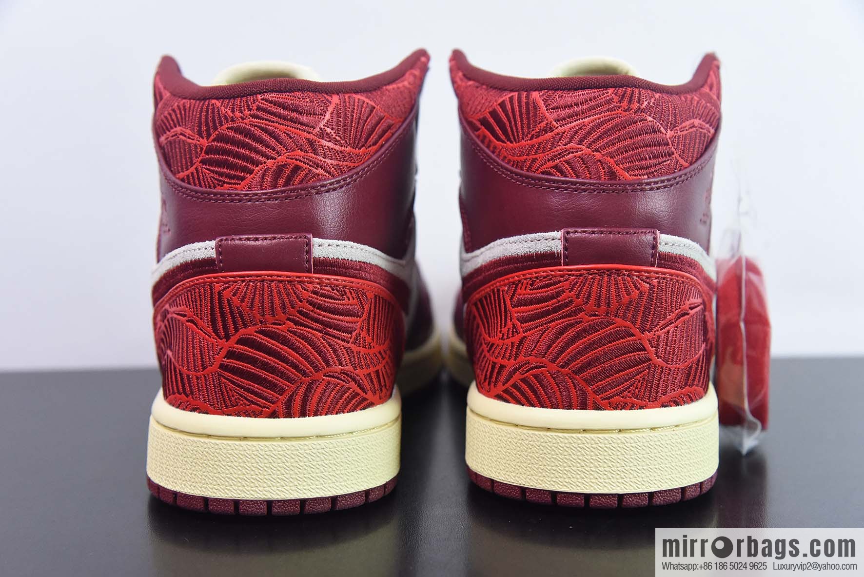 Air Jordan AJ1 Mid help embroidery red floral item number: DZ2820-601