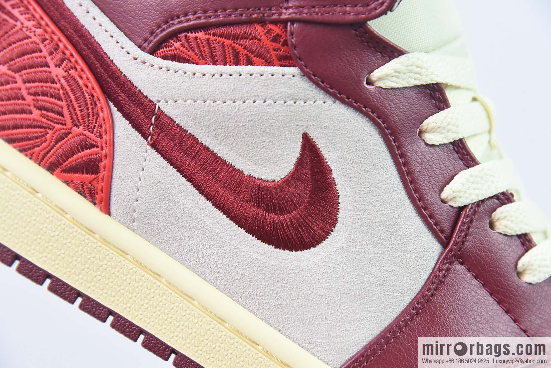 Air Jordan AJ1 Mid help embroidery red floral item number: DZ2820-601