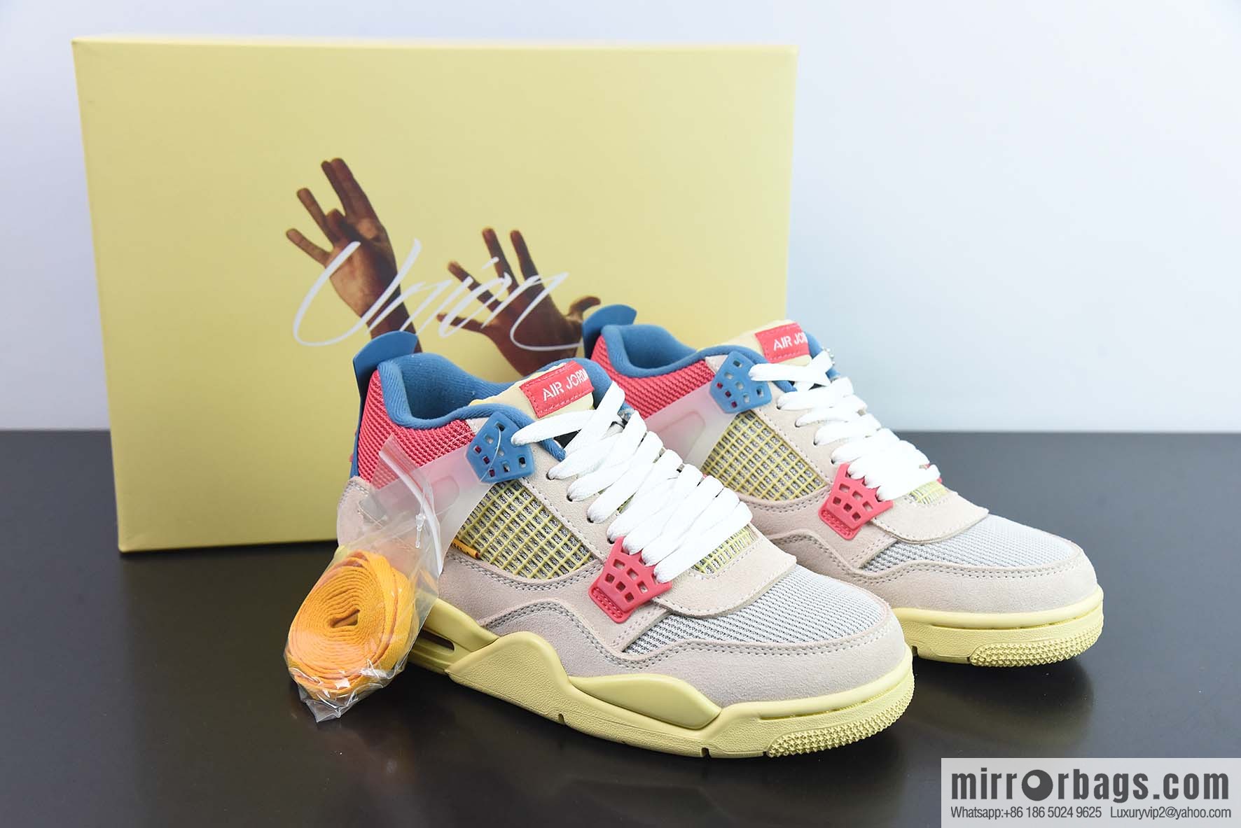 Air Jordan 4 x Union LA AJ4 Joint Off Noir Pink and Blue Sneakers Part Number: DC9533-800