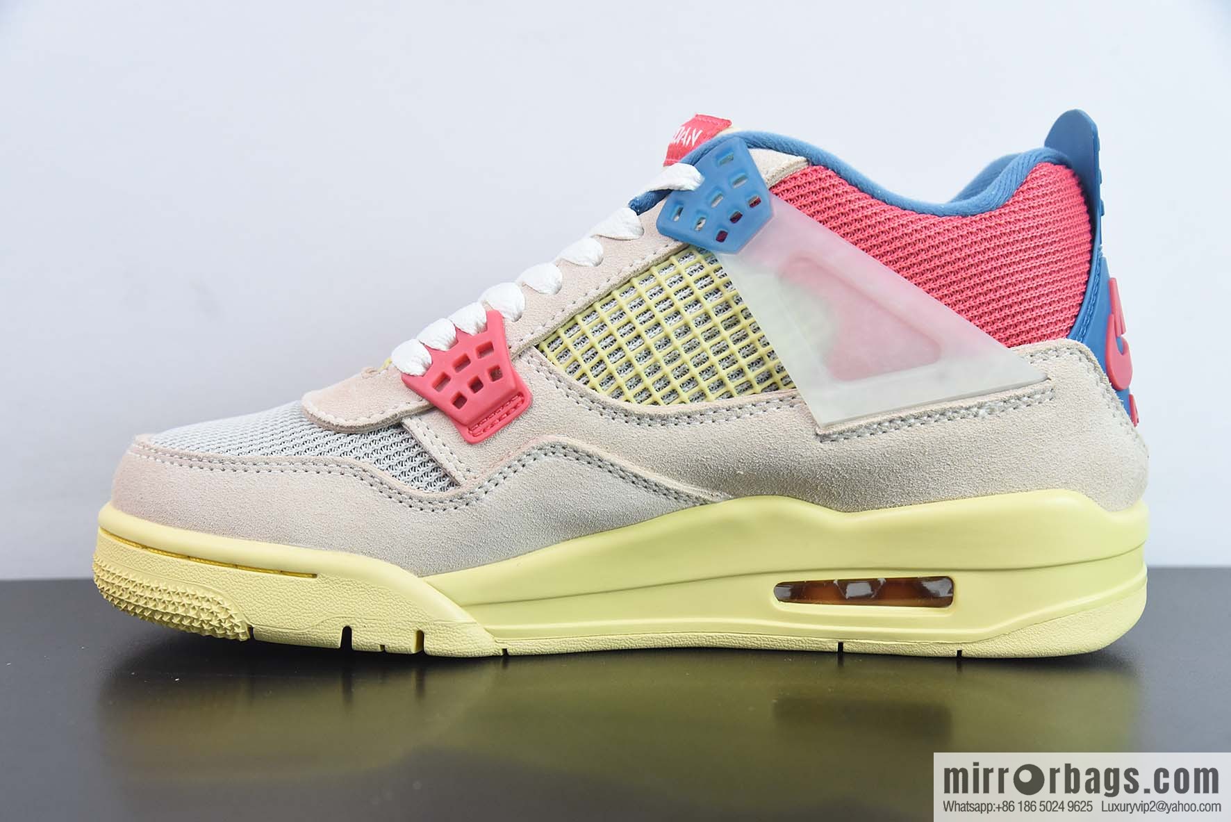 Air Jordan 4 x Union LA AJ4 Joint Off Noir Pink and Blue Sneakers Part Number: DC9533-800