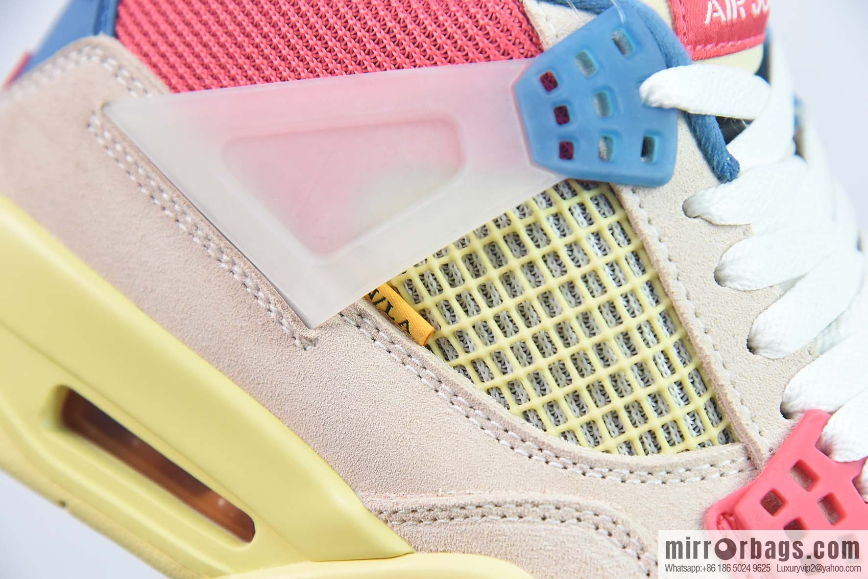 Air Jordan 4 x Union LA AJ4 Joint Off Noir Pink and Blue Sneakers Part Number: DC9533-800