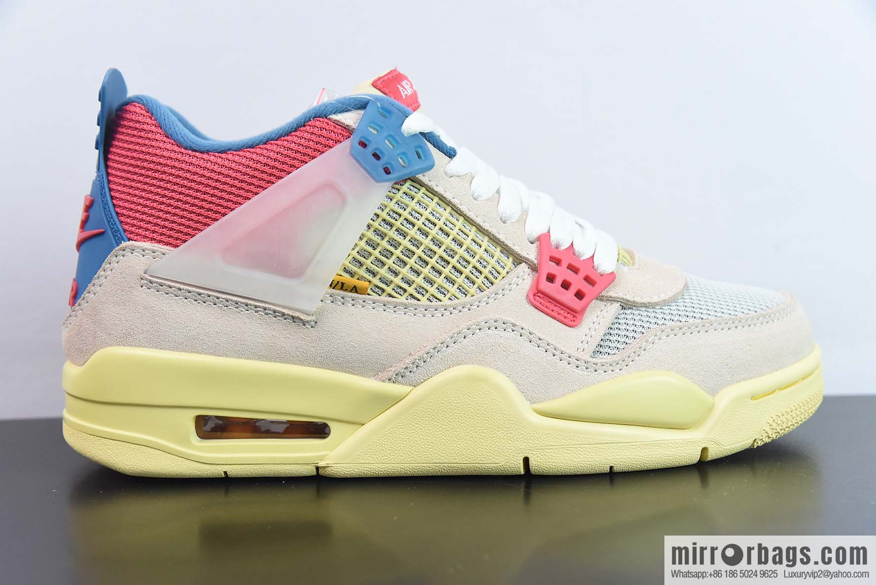 Air Jordan 4 x Union LA AJ4 Joint Off Noir Pink and Blue Sneakers Part Number: DC9533-800