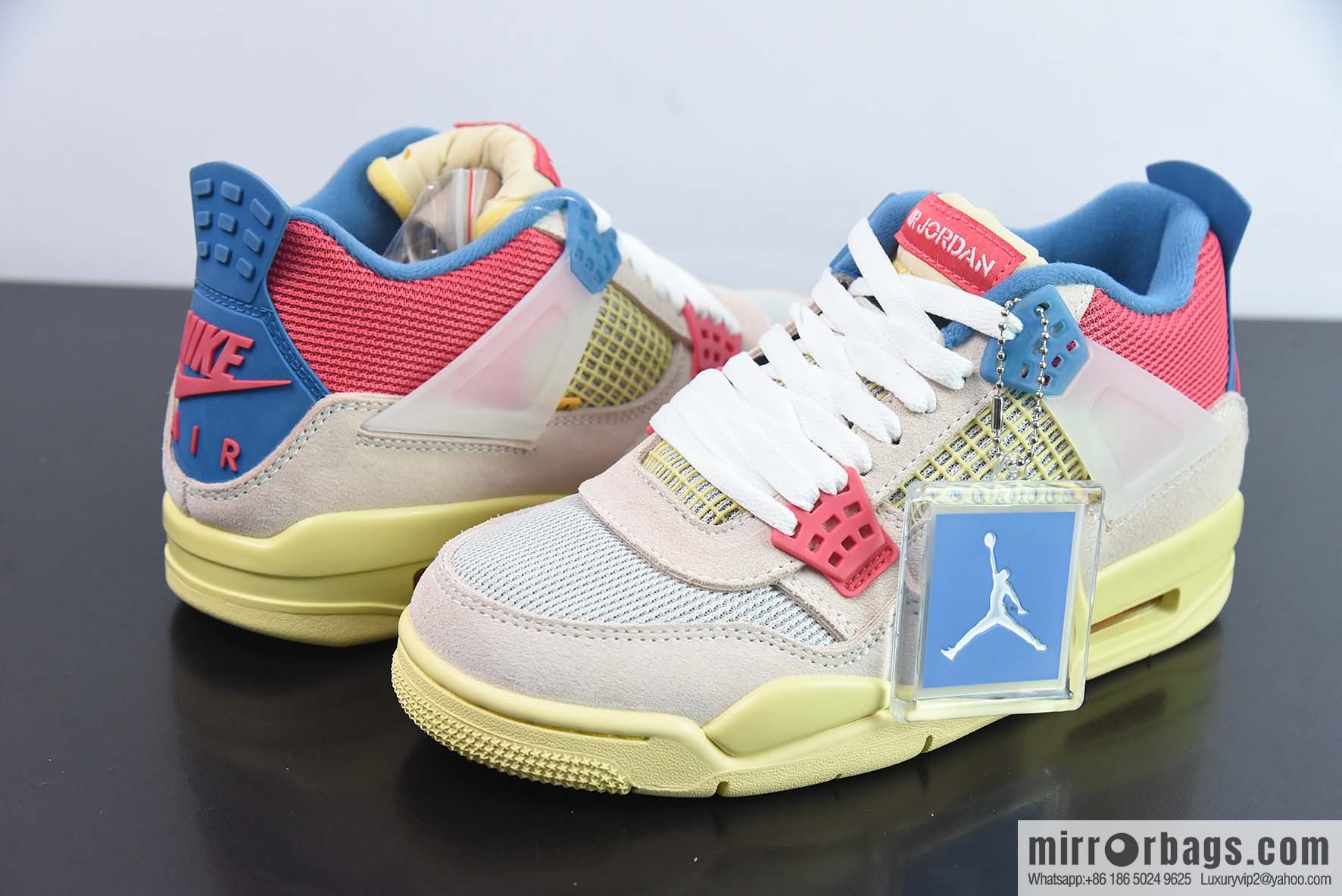 Air Jordan 4 x Union LA AJ4 Joint Off Noir Pink and Blue Sneakers Part Number: DC9533-800