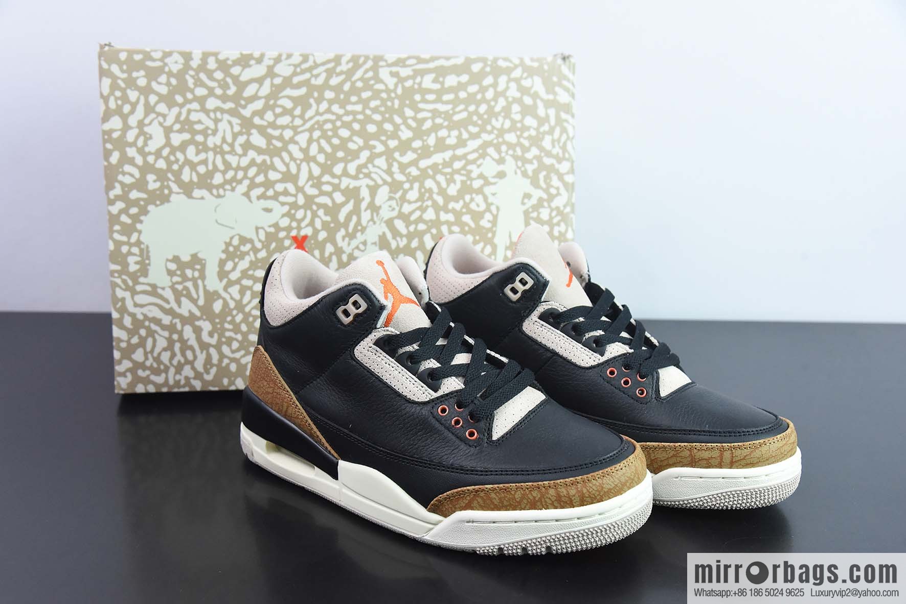 Air Jordan AJ3 black mocha men's sneakers item number: CT8532-008