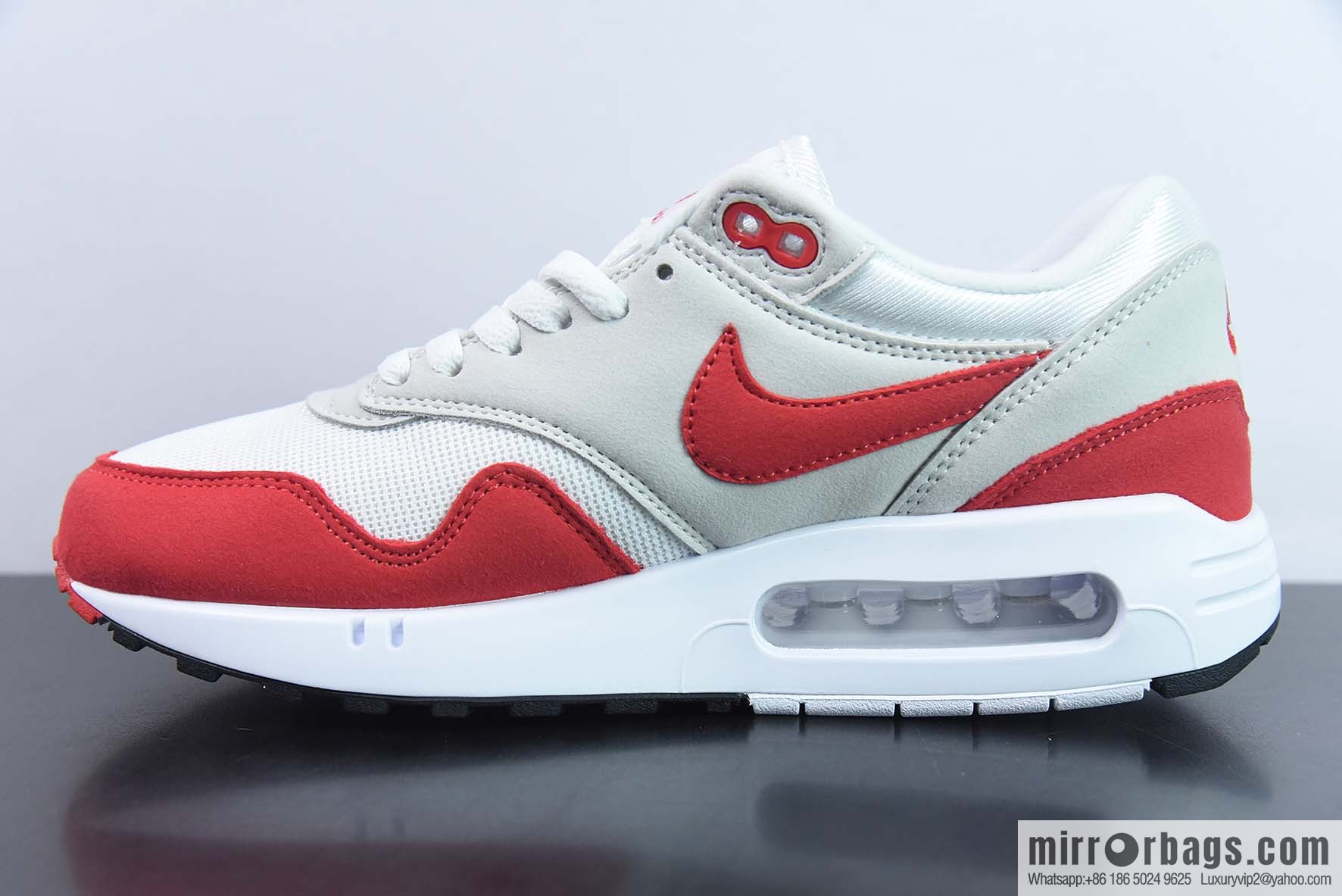 Nike Air Max 1 2022 replica Vintage casual running shoes, white and red, item number: DQ3989 100