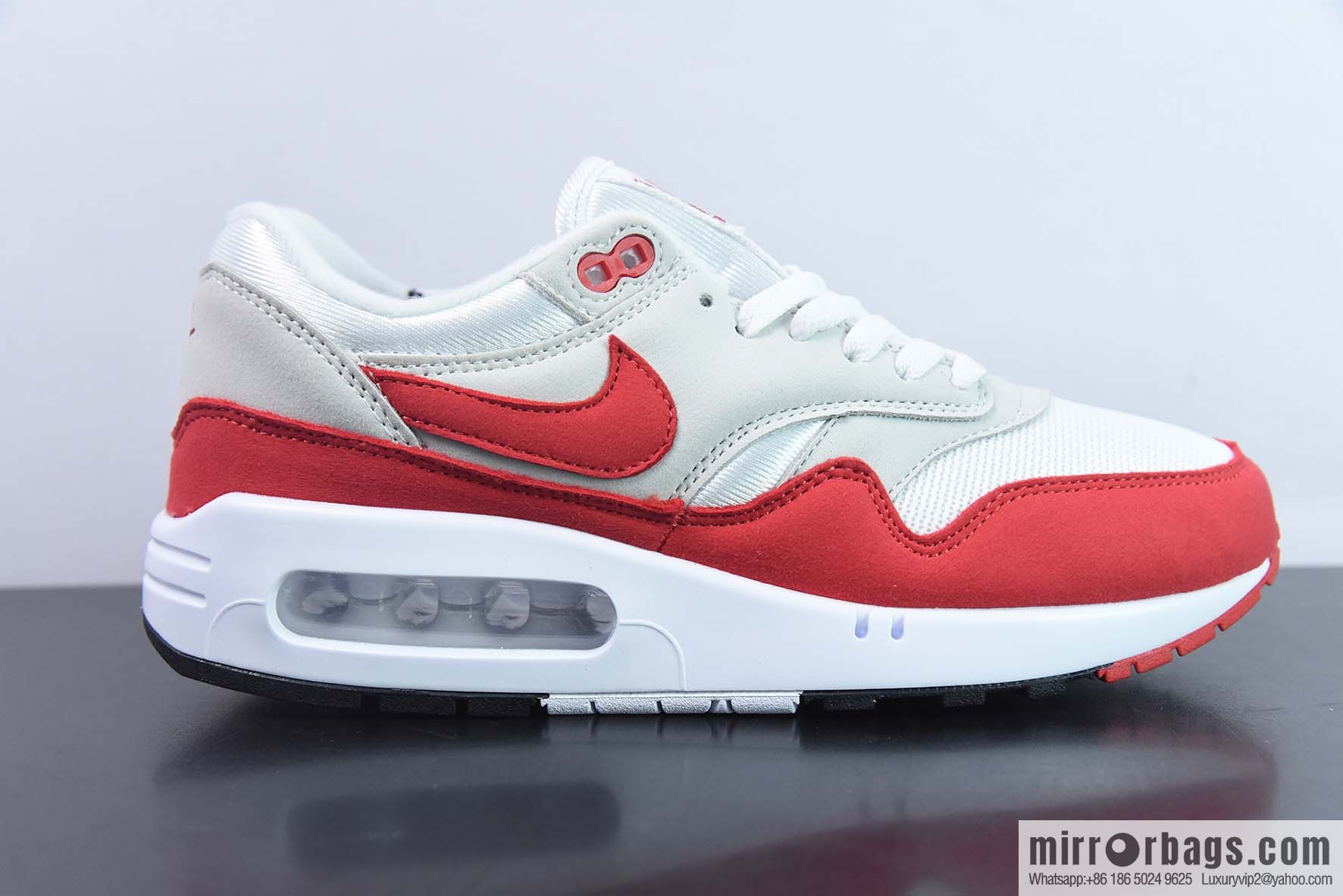 Nike Air Max 1 2022 replica Vintage casual running shoes, white and red, item number: DQ3989 100