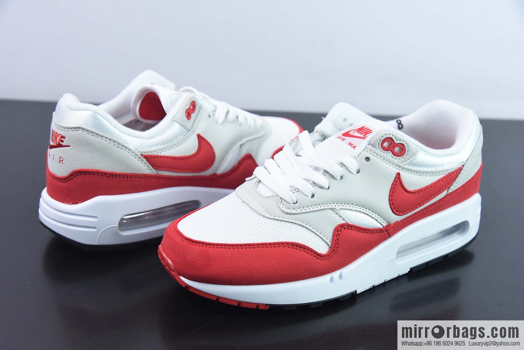 Nike Air Max 1 2022 replica Vintage casual running shoes, white and red, item number: DQ3989 100
