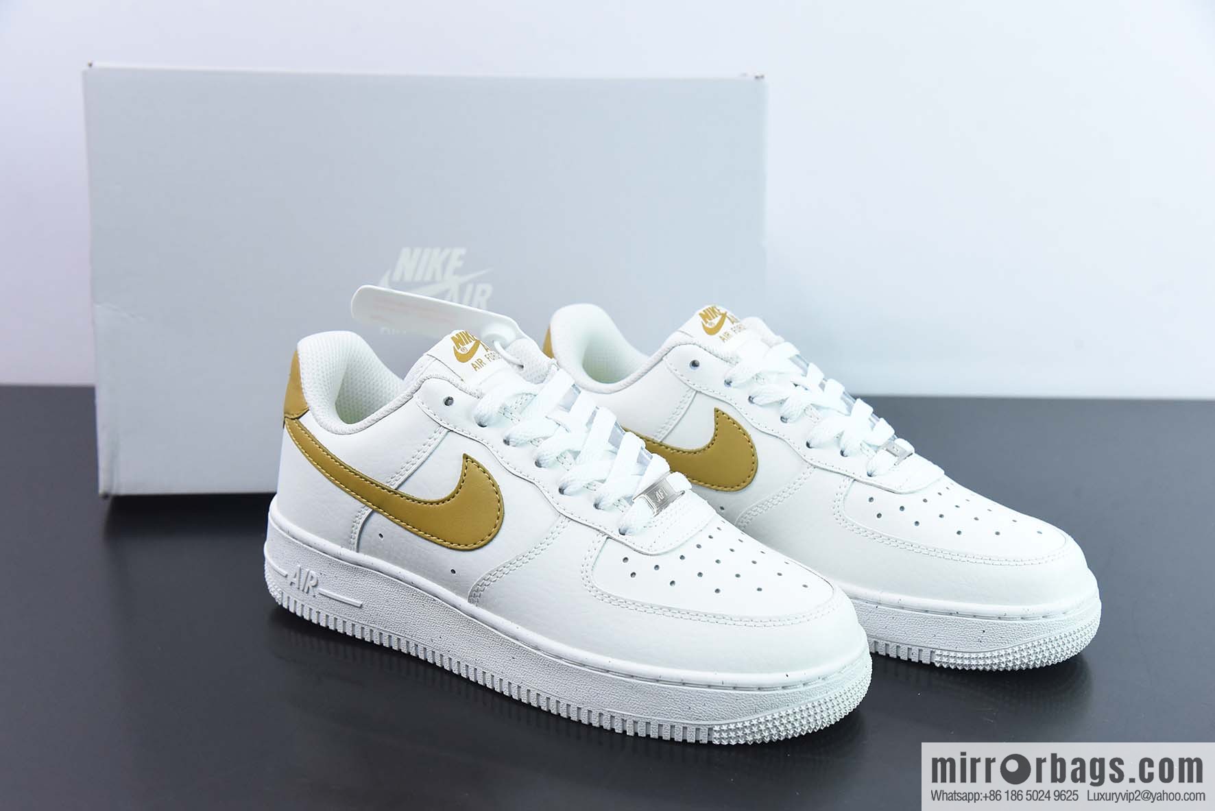 Air Force 1 '07 Low Air Force, White Gold, Gold Hook Low Top Sneakers Item Number: DV3808 101