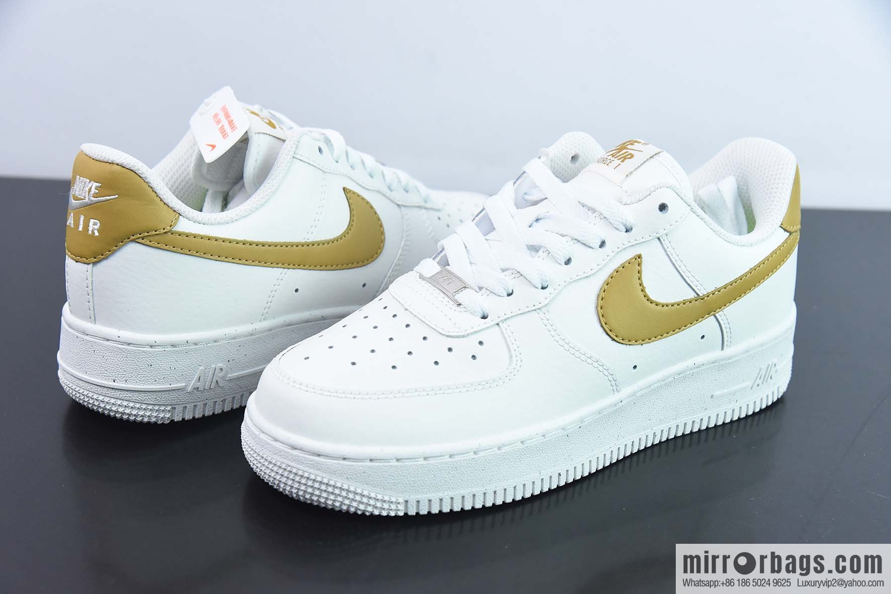 Air Force 1 '07 Low Air Force, White Gold, Gold Hook Low Top Sneakers Item Number: DV3808 101