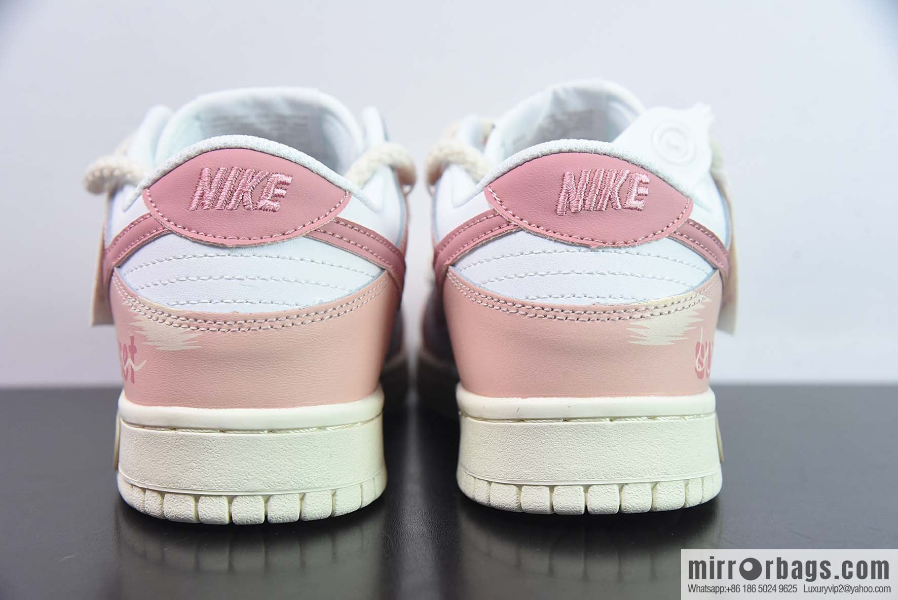NK SB Dunk Low deconstruction drawstring low top, white pink graffiti printed item number: DD1503 121