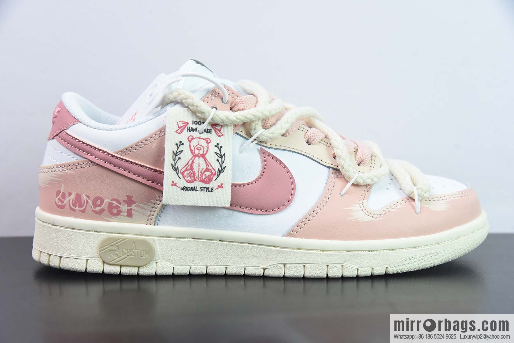 NK SB Dunk Low deconstruction drawstring low top, white pink graffiti printed item number: DD1503 121