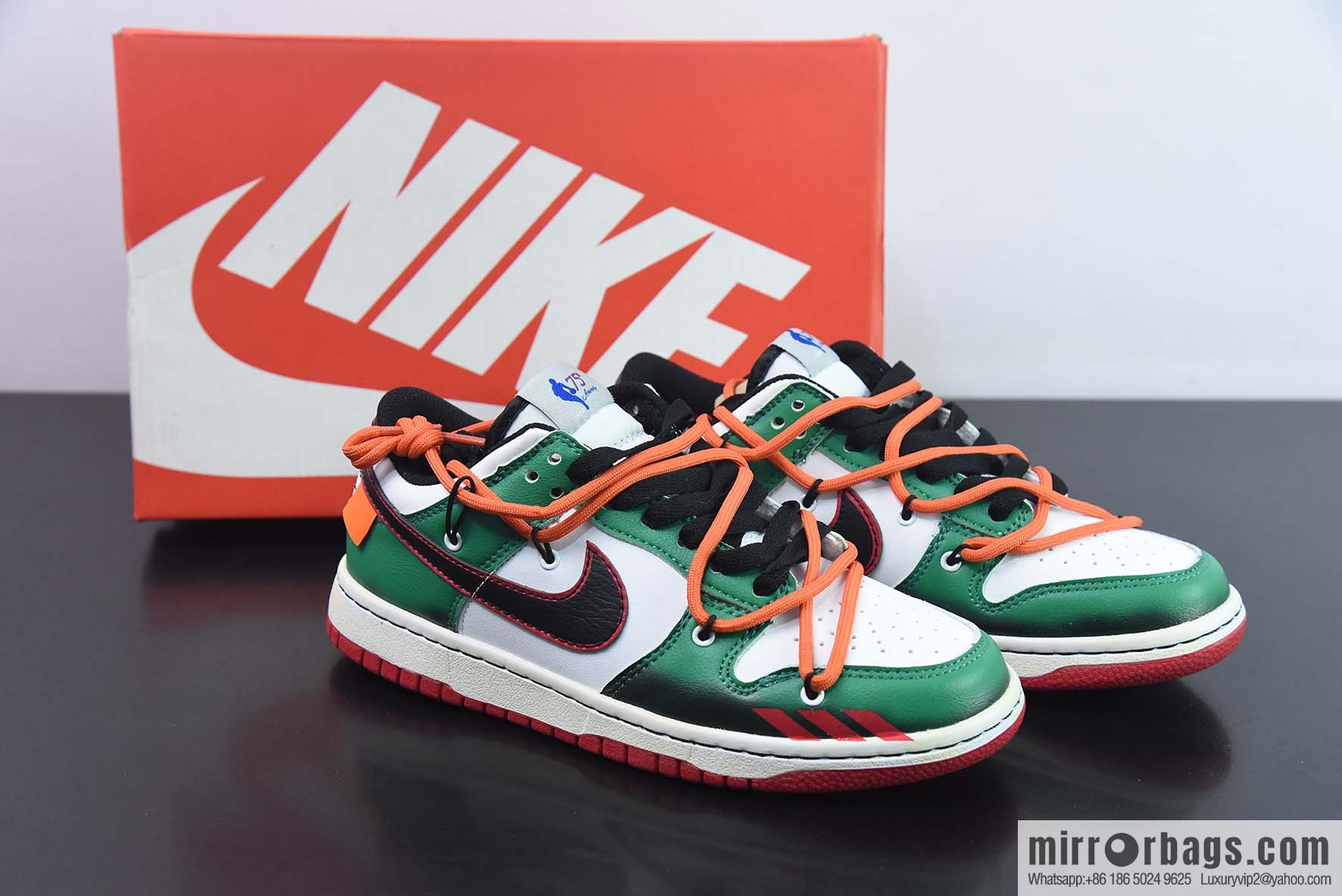 NK SB Dunk Low deconstruction drawstring low help 75th anniversary white-green graffiti printed item number: DD6288-100-54