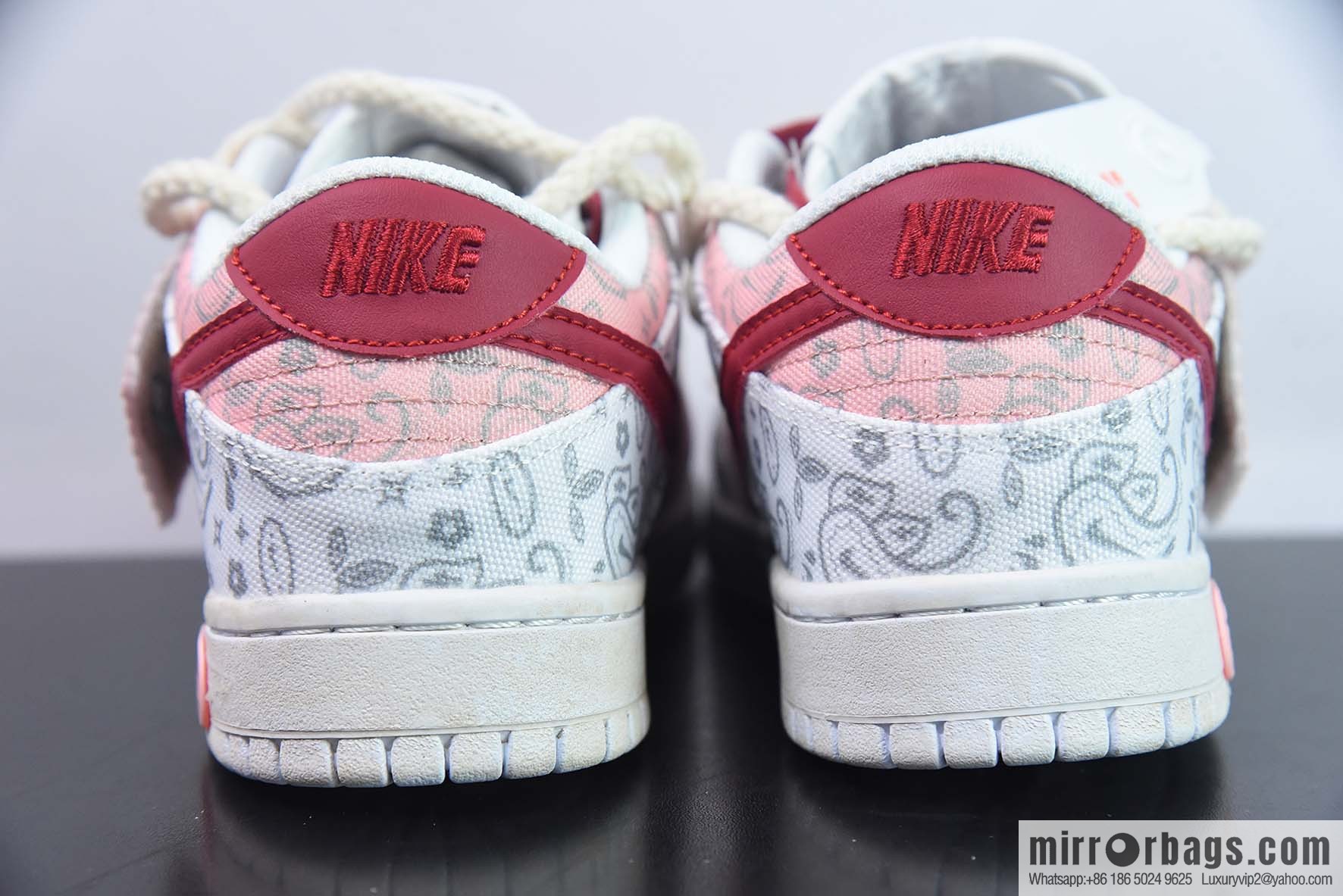 NK SB Dunk Low deconstruction drawstring low-top, white pink waist printed item number: DJ9955-100