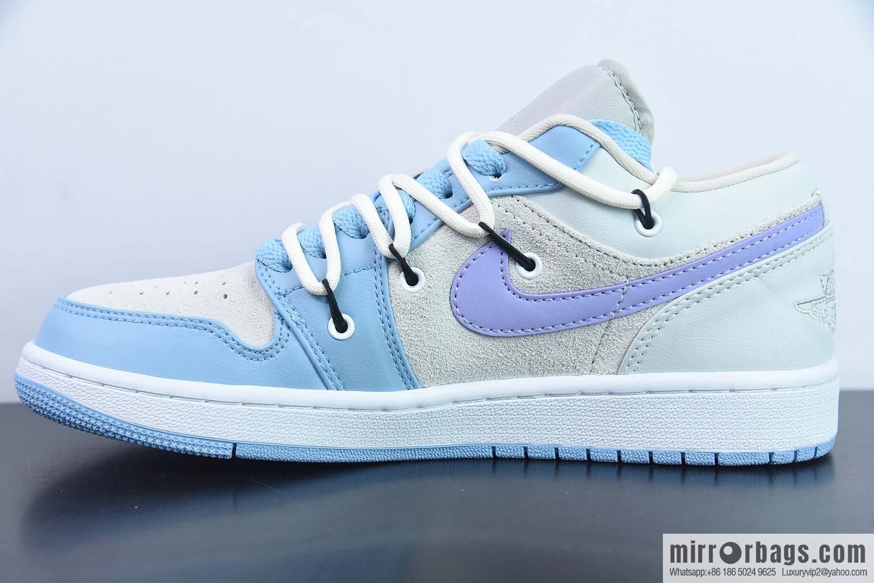 Air Jordan 1 Low AJ1 Jordan 1st generation low-top basketball shoes/college blue, gray blue, strap model, item number: DC0774-050