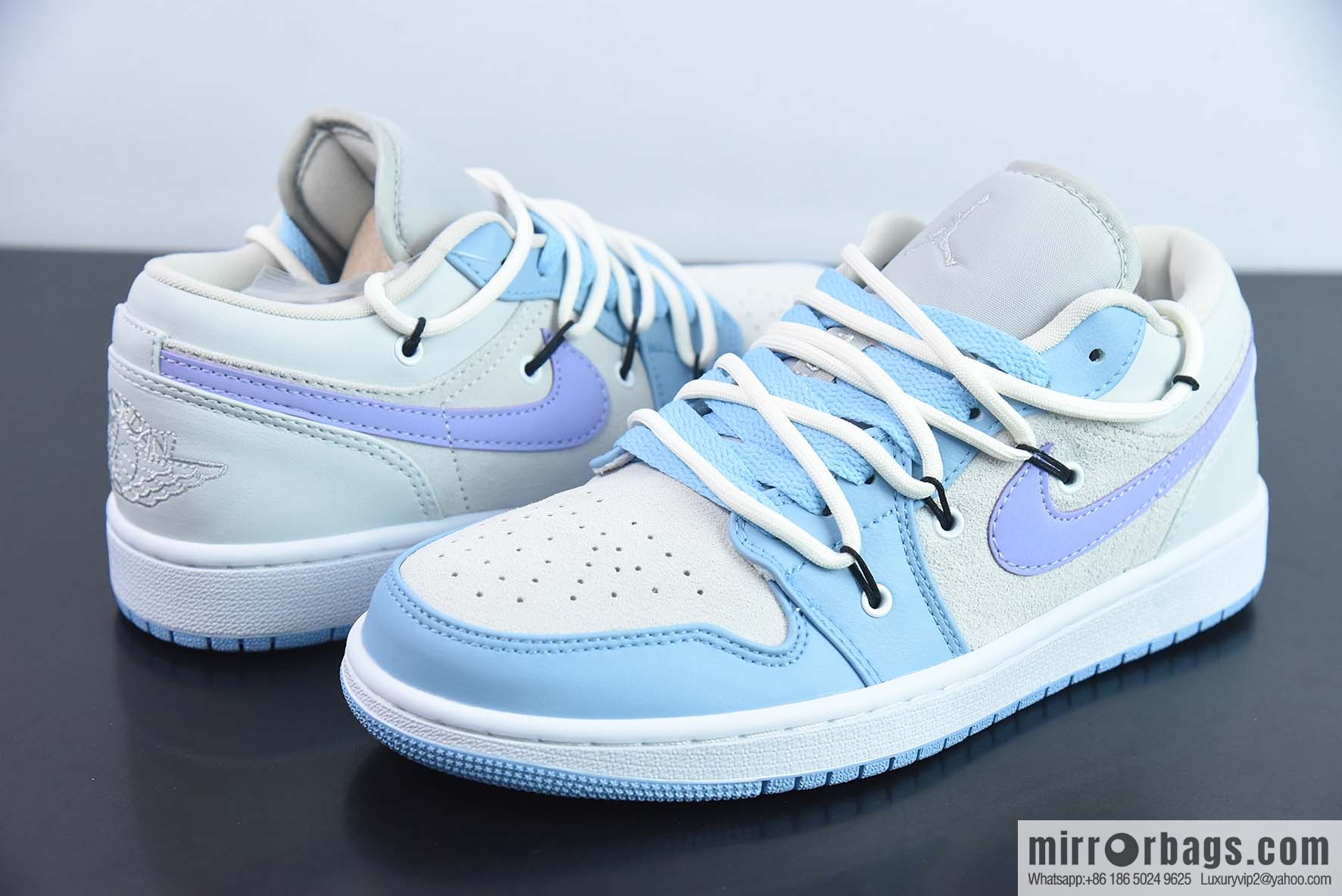 Air Jordan 1 Low AJ1 Jordan 1st generation low-top basketball shoes/college blue, gray blue, strap model, item number: DC0774-050
