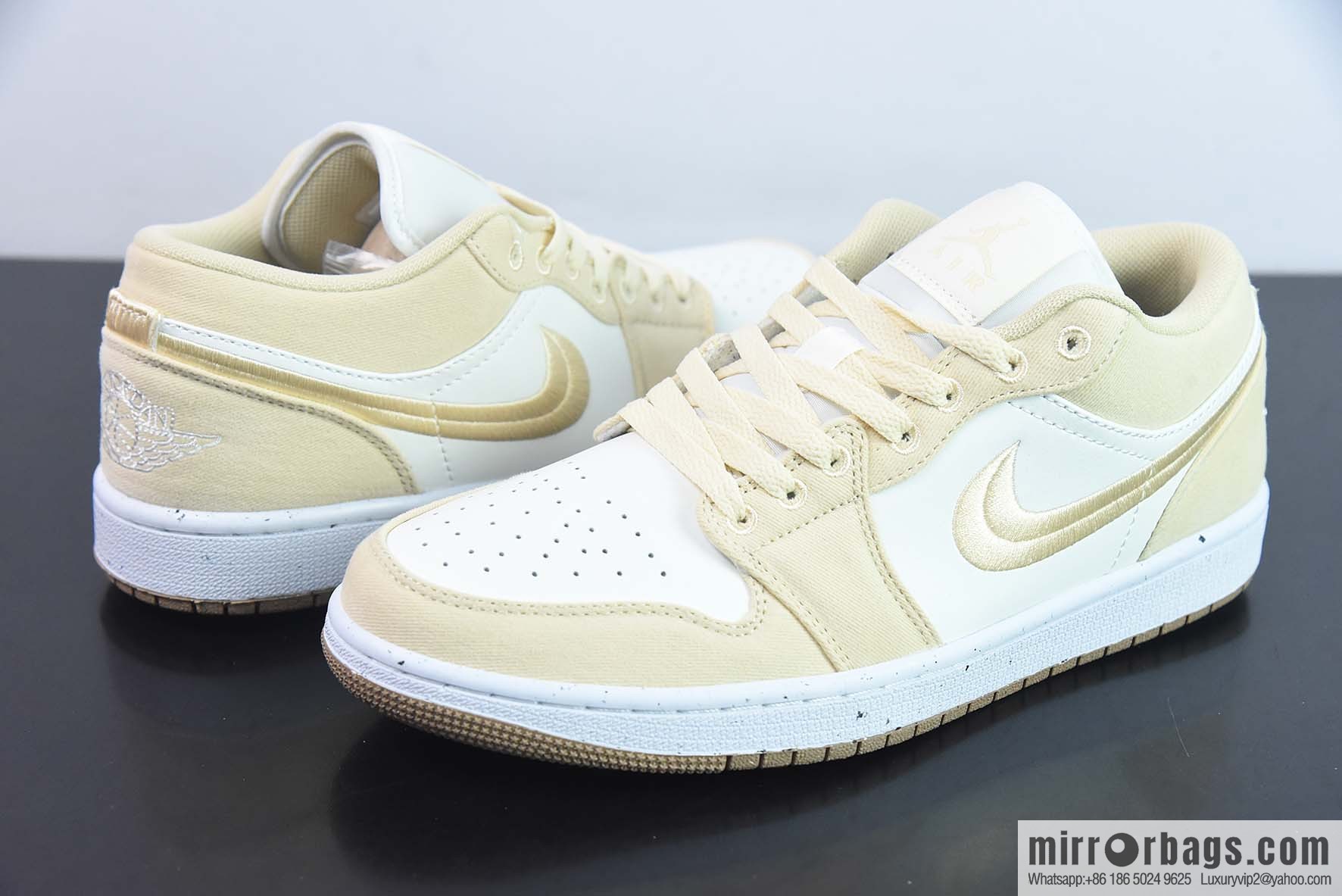 Air Jordan 1 Low AJ1 Jordan 1 generation low-top basketball shoes/white and yellow embroidery 2023 new sale, item number: FN3722-701