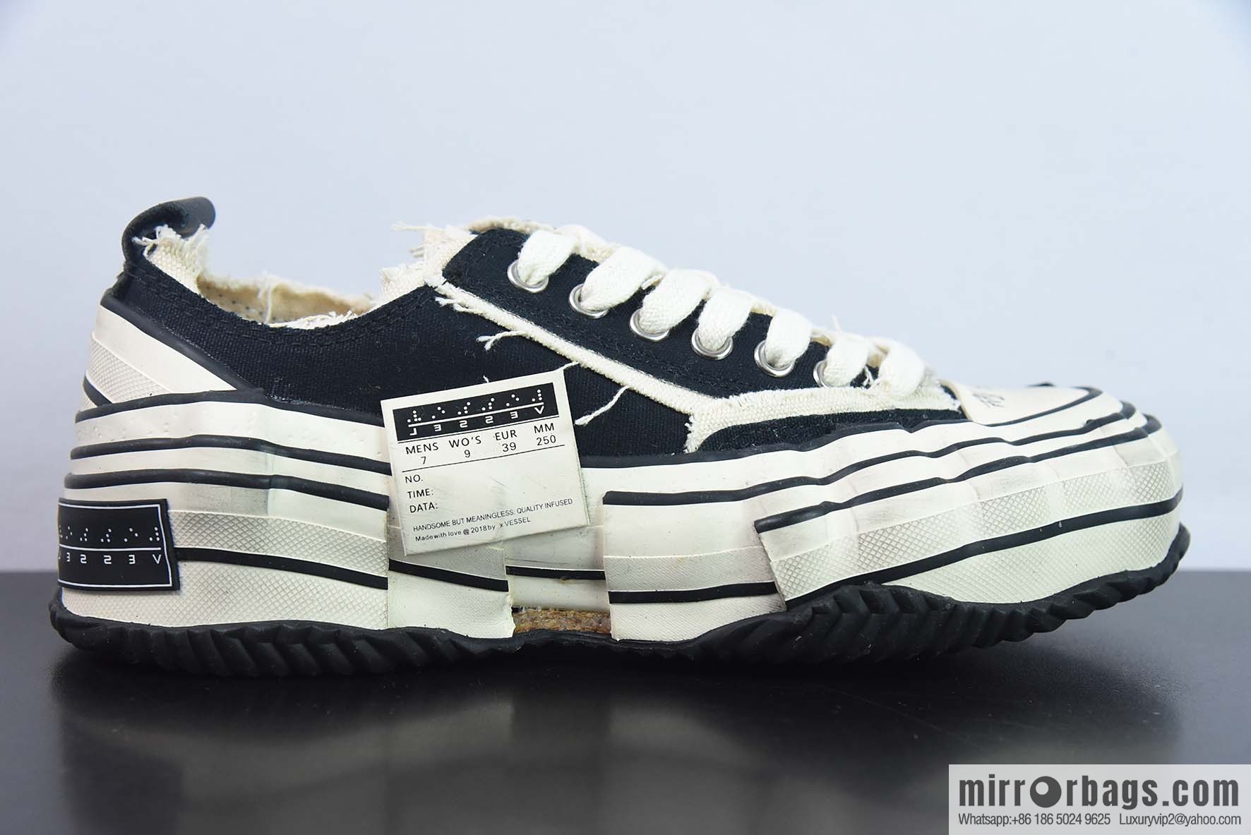 XVessel G.O.P. Lows O.G.Black Distortion 2.0 Low-top Series Deconstruction Overlapping Cork Twisting Solution Gene Mutation Old and Height Growing Casual canvas Vulcanized Board Shoes