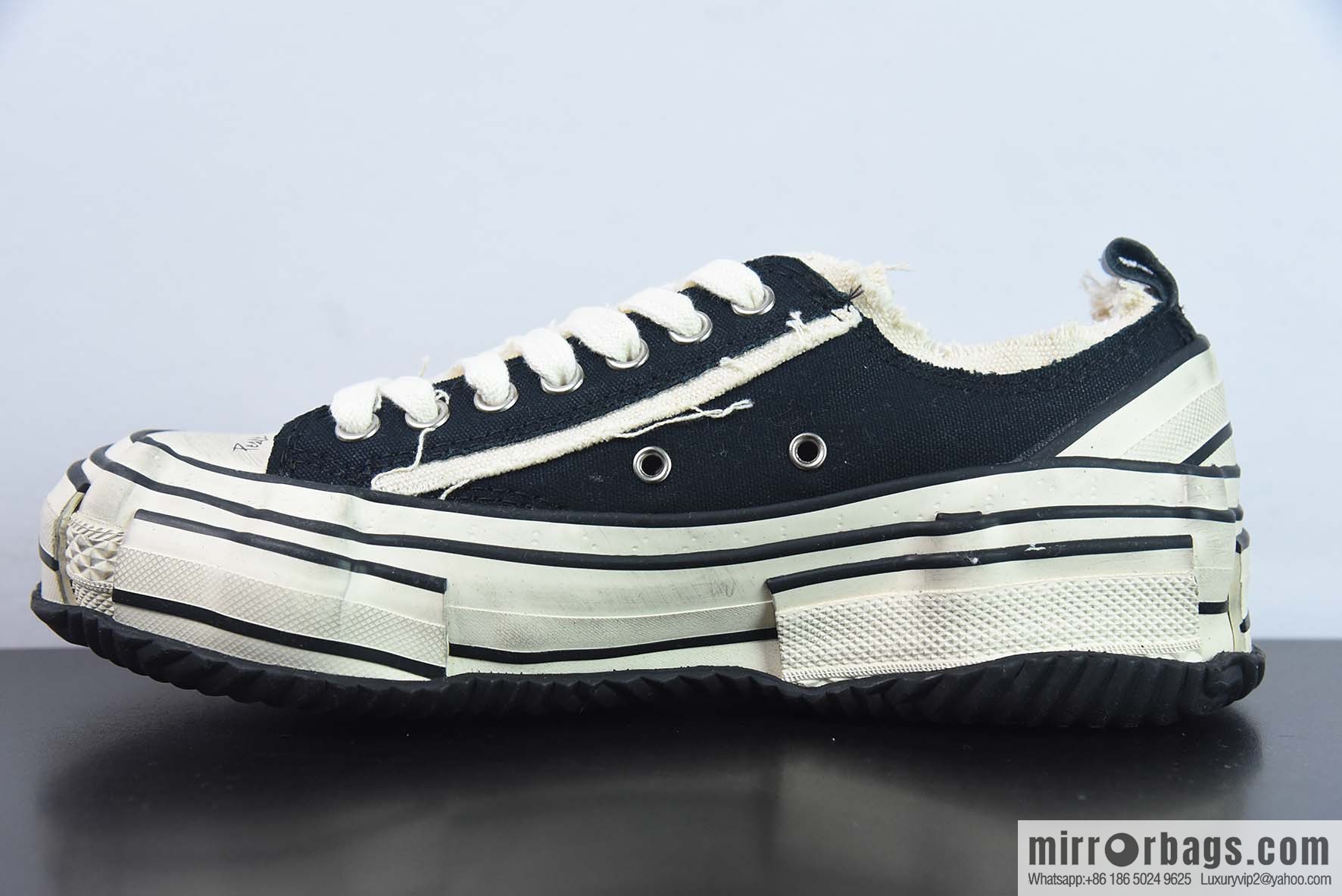 XVessel G.O.P. Lows O.G.Black Distortion 2.0 Low-top Series Deconstruction Overlapping Cork Twisting Solution Gene Mutation Old and Height Growing Casual canvas Vulcanized Board Shoes