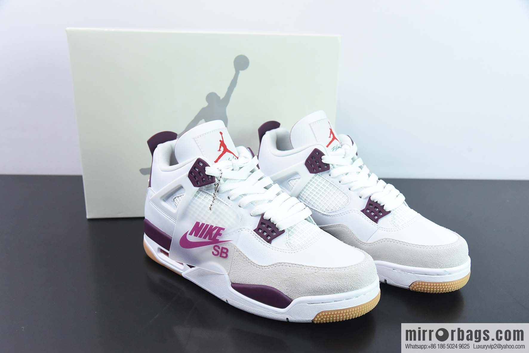 Nike SB x Air Jordan 4 AJ4 Pine Green SB joint white purple sneakers Part Number: DR5415-500