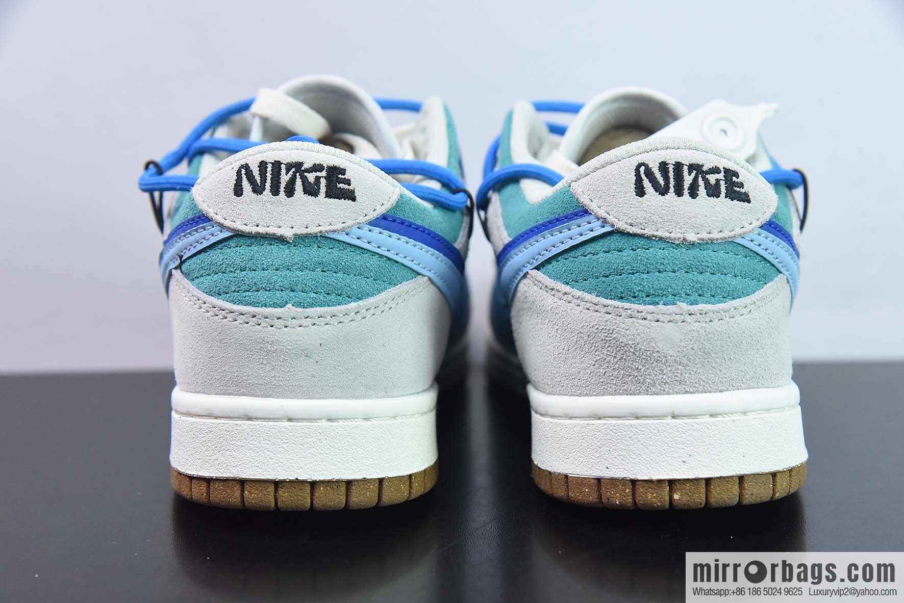 Nike Dunk Low SB low-top skate shoes/gray-blue double-hook strap, customized version, item number: DD9457-100-88
