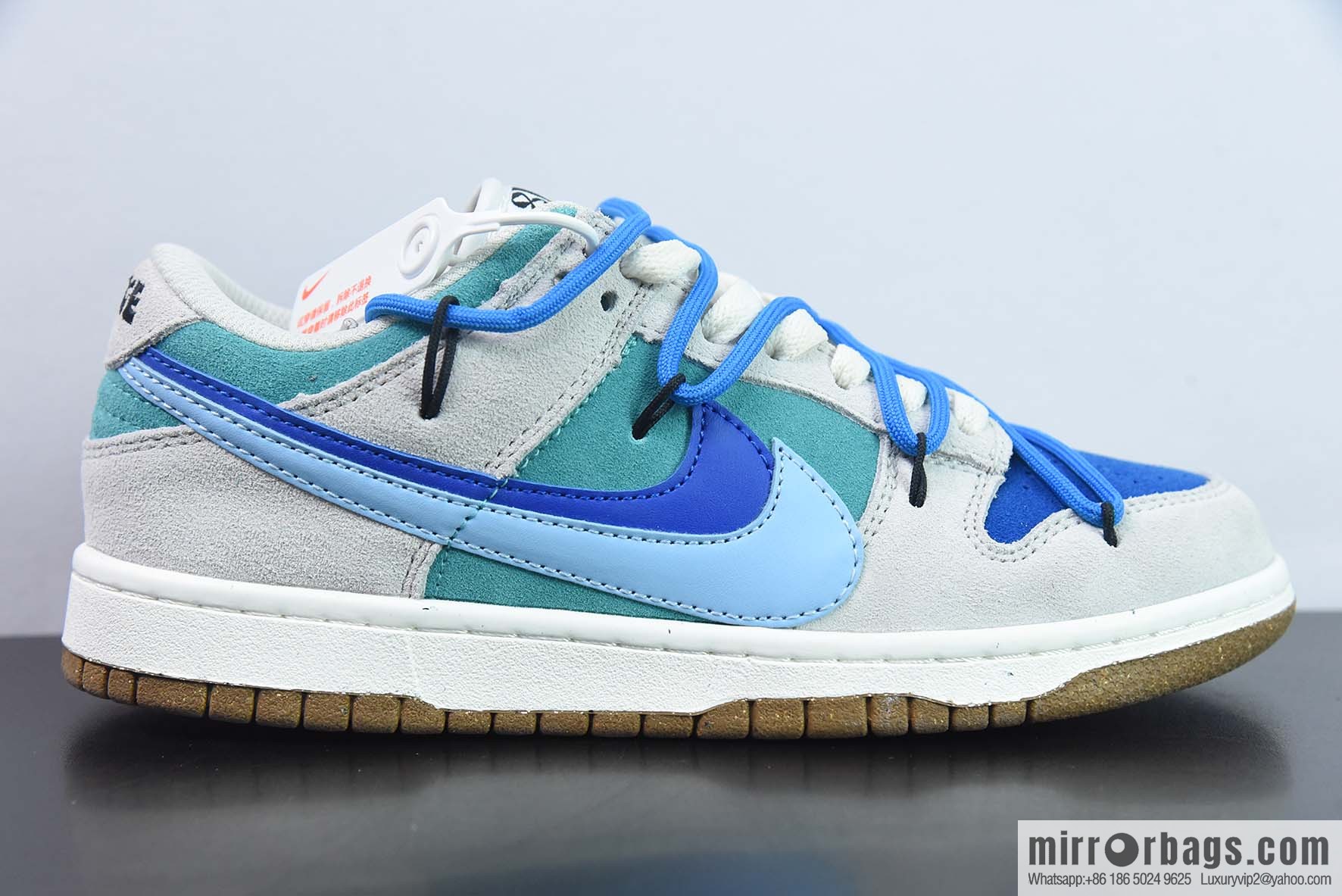 Nike Dunk Low SB low-top skate shoes/gray-blue double-hook strap, customized version, item number: DD9457-100-88