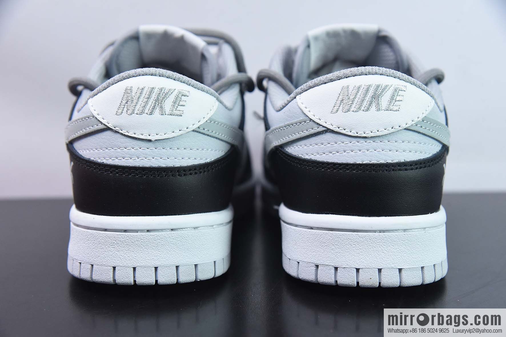 Nike Dunk Low SB low-top skate shoes/white gray black, straps, customized version