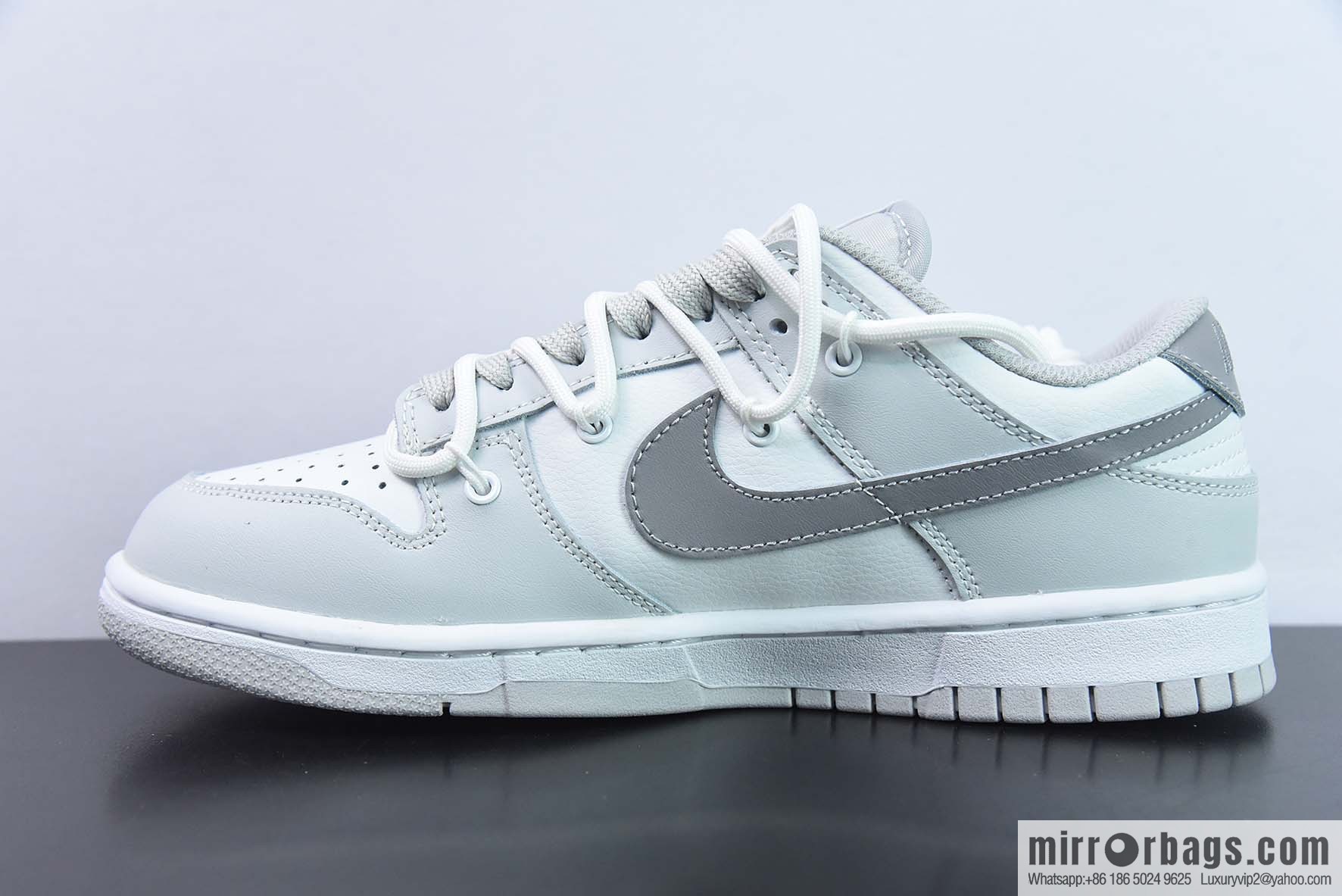 Nike Dunk Low SB low-top skate shoes/white gray, straps, customized version