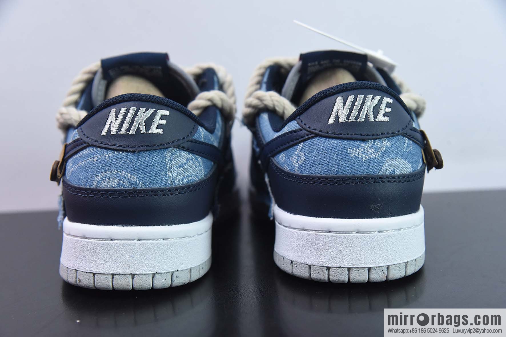 Nike Dunk Low SB low-top skate shoes/denim blue cashew nuts, straps, custom version